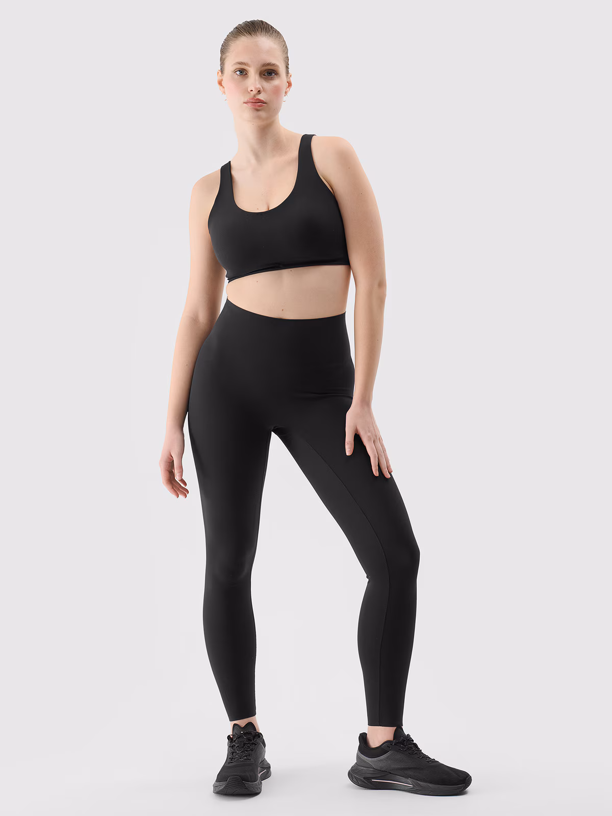 Legginsy treningowe szybkoschnące damskie - czarne