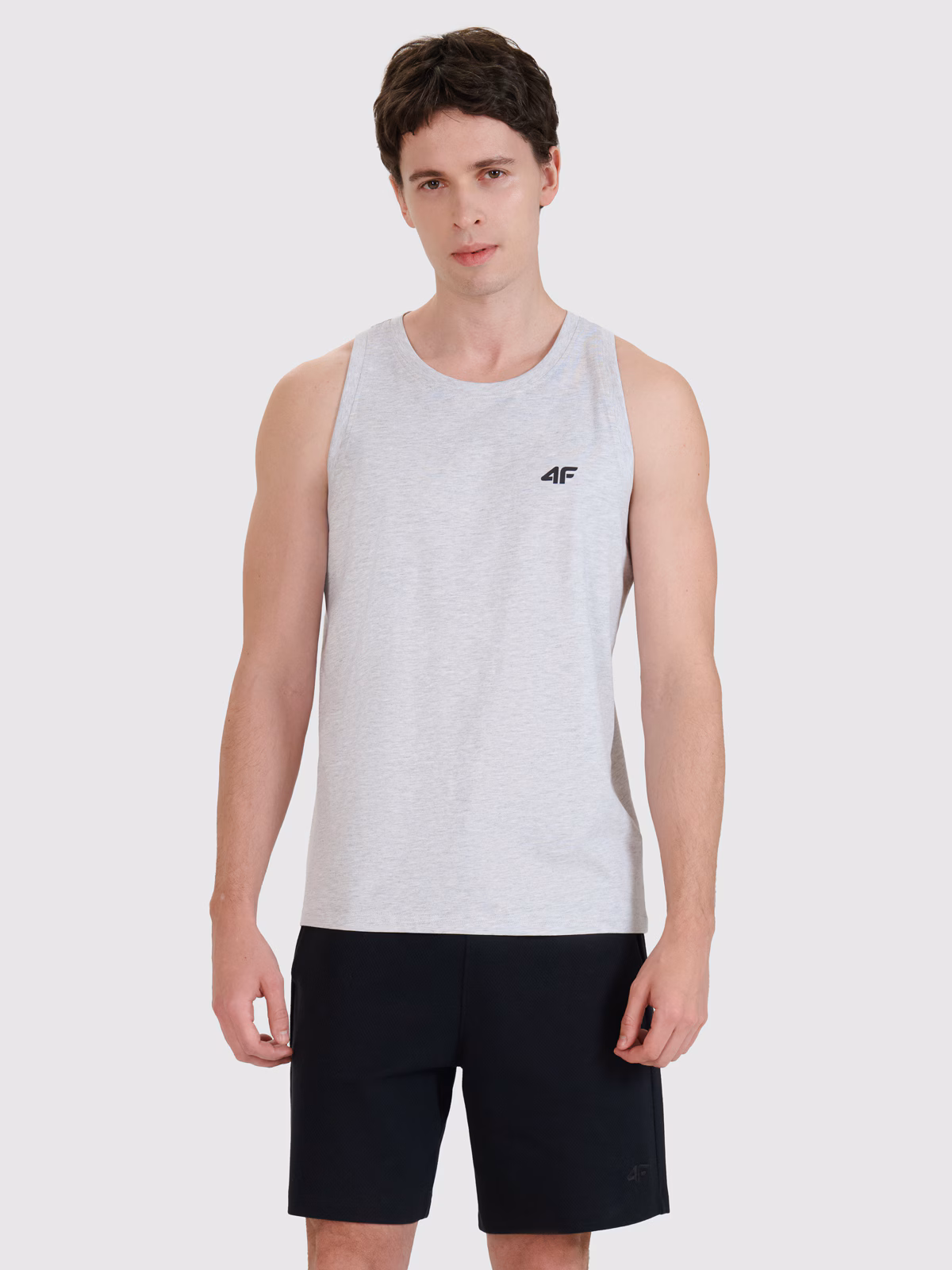Tank top regular gładki męski - szary