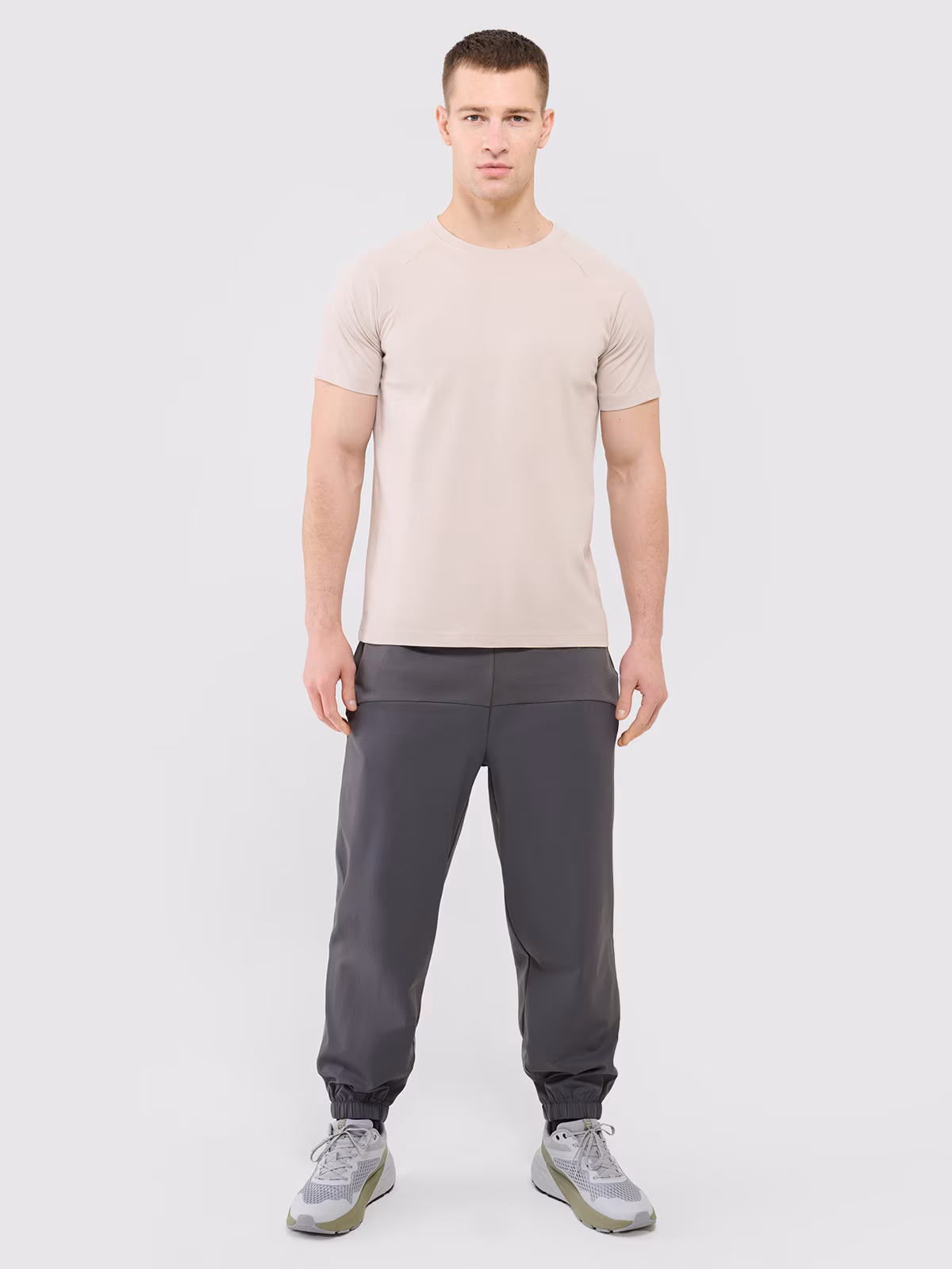 T-shirt regular męski Outhorn - beżowy