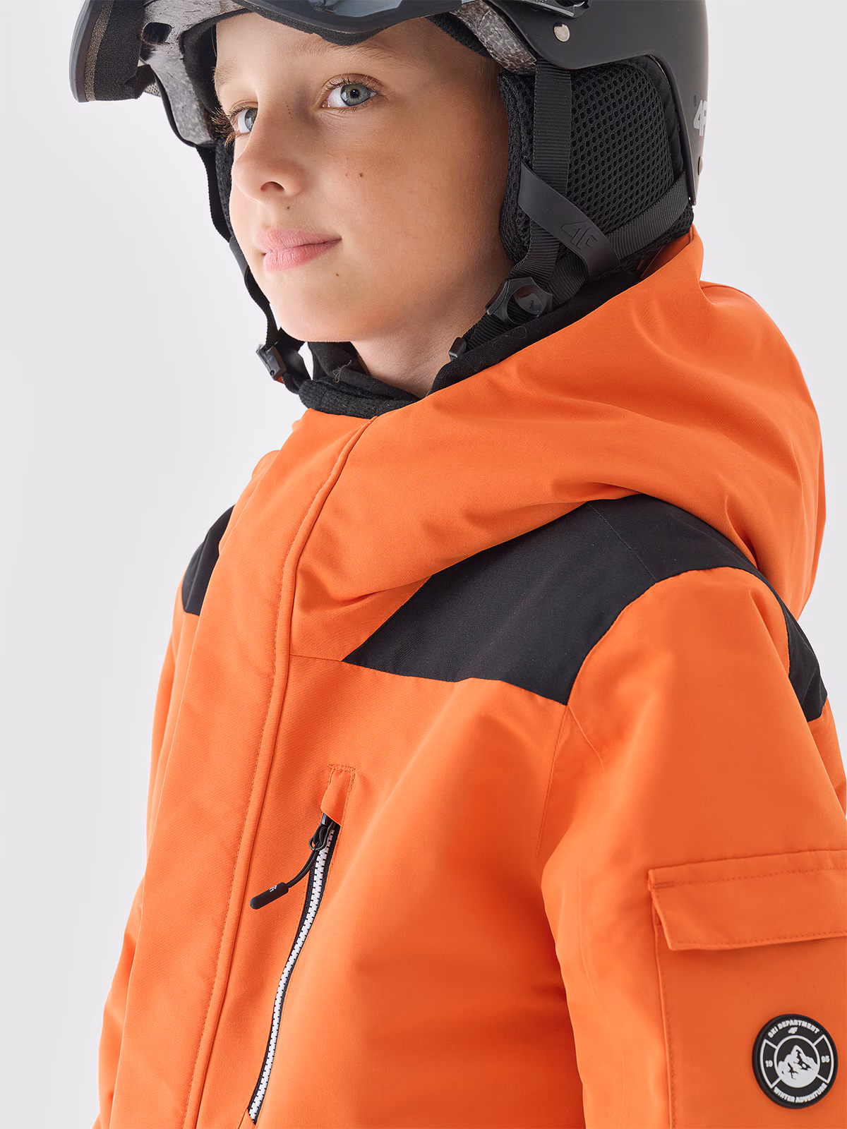 Kurtka snowboardowa membrana 8000 chłopięca - pomarańczowa