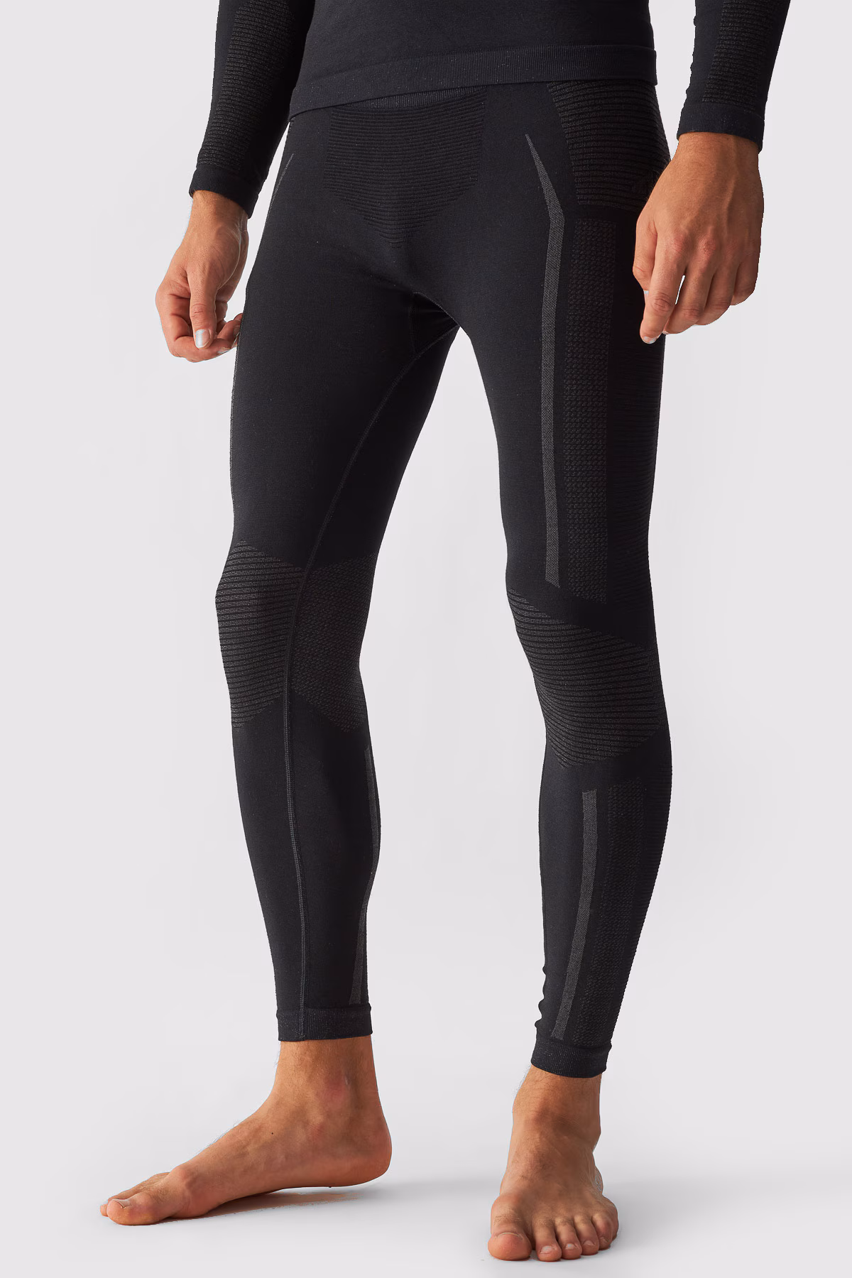 Bielizna termoaktywna bezszwowa z wełną Merino (dół) męska - czarna