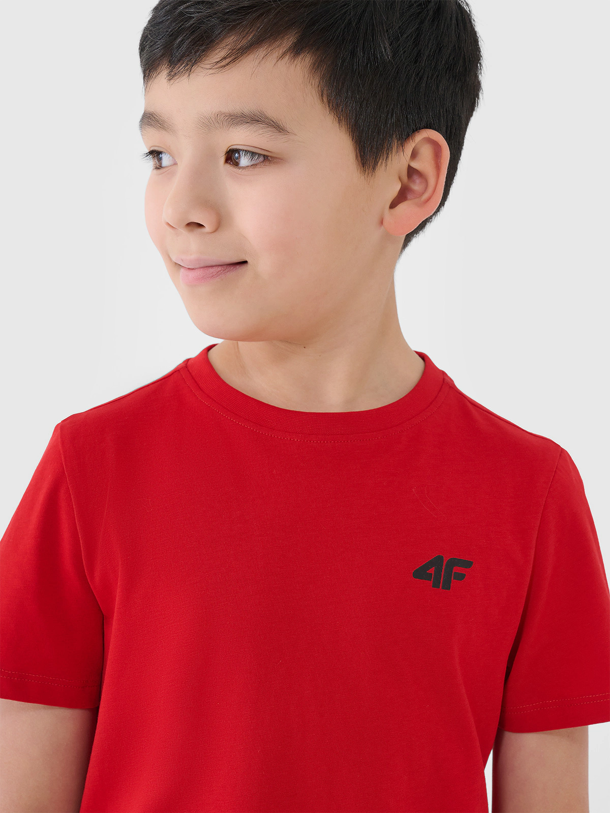 T-shirt regular gładki chłopięcy - czerwony