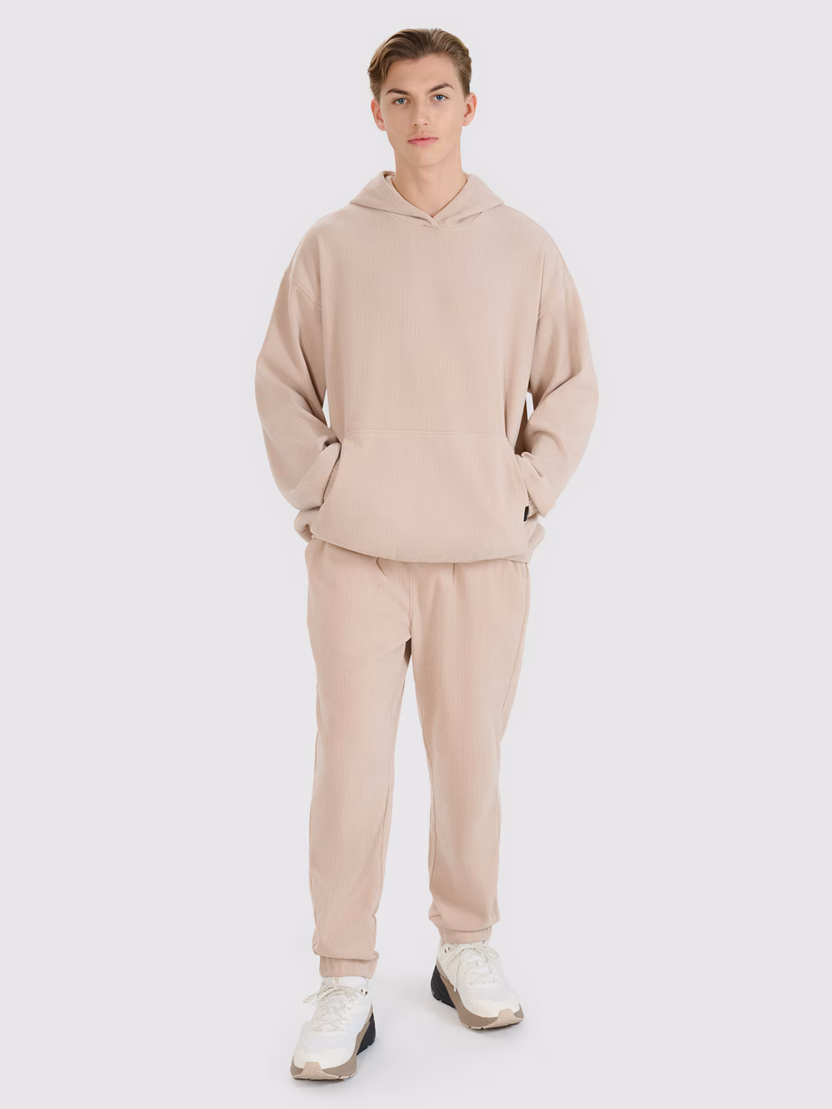 Bluza dresowa nierozpinana z kapturem męska - szara