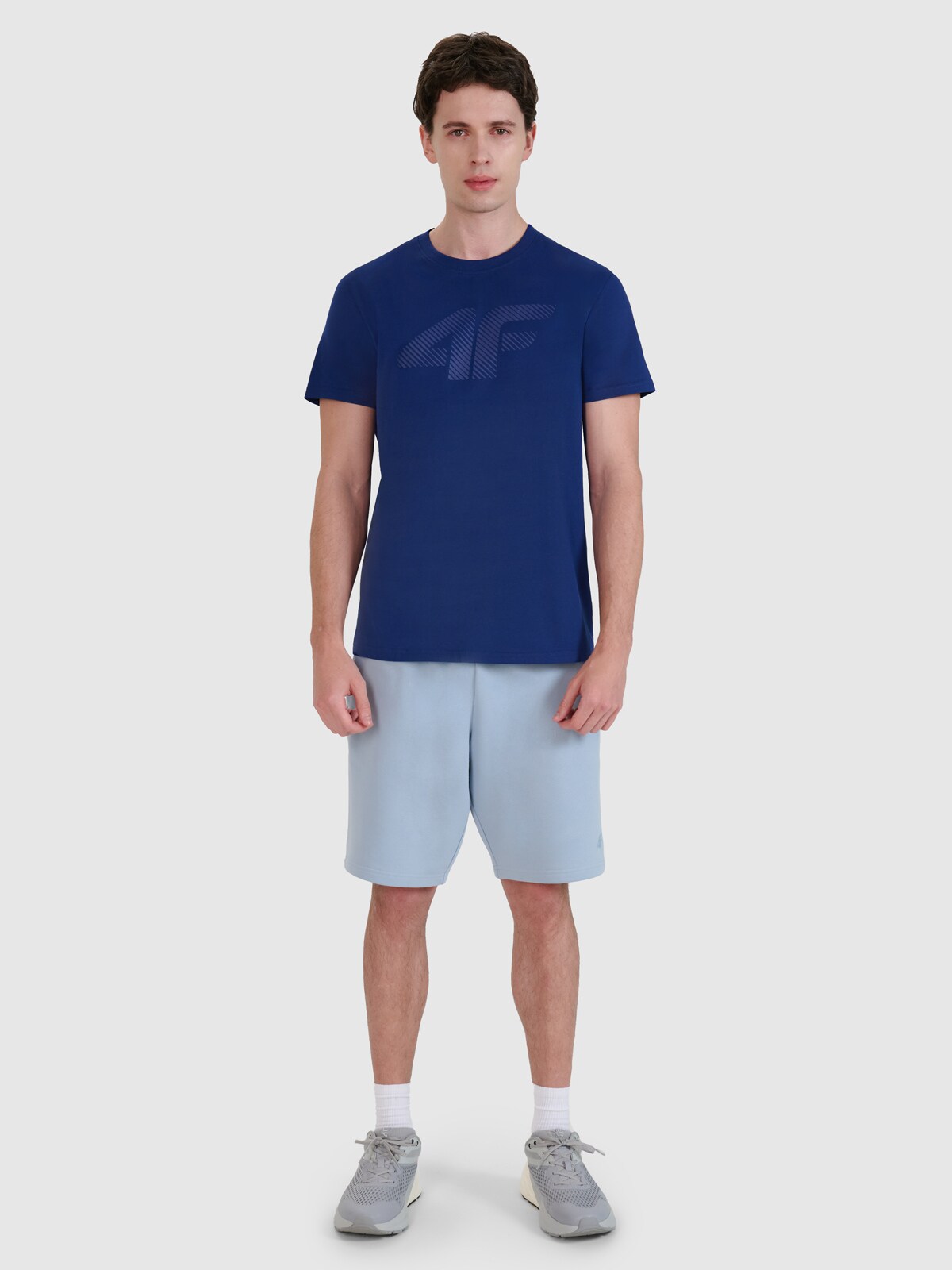 T-shirt regular z nadrukiem męski - granatowy