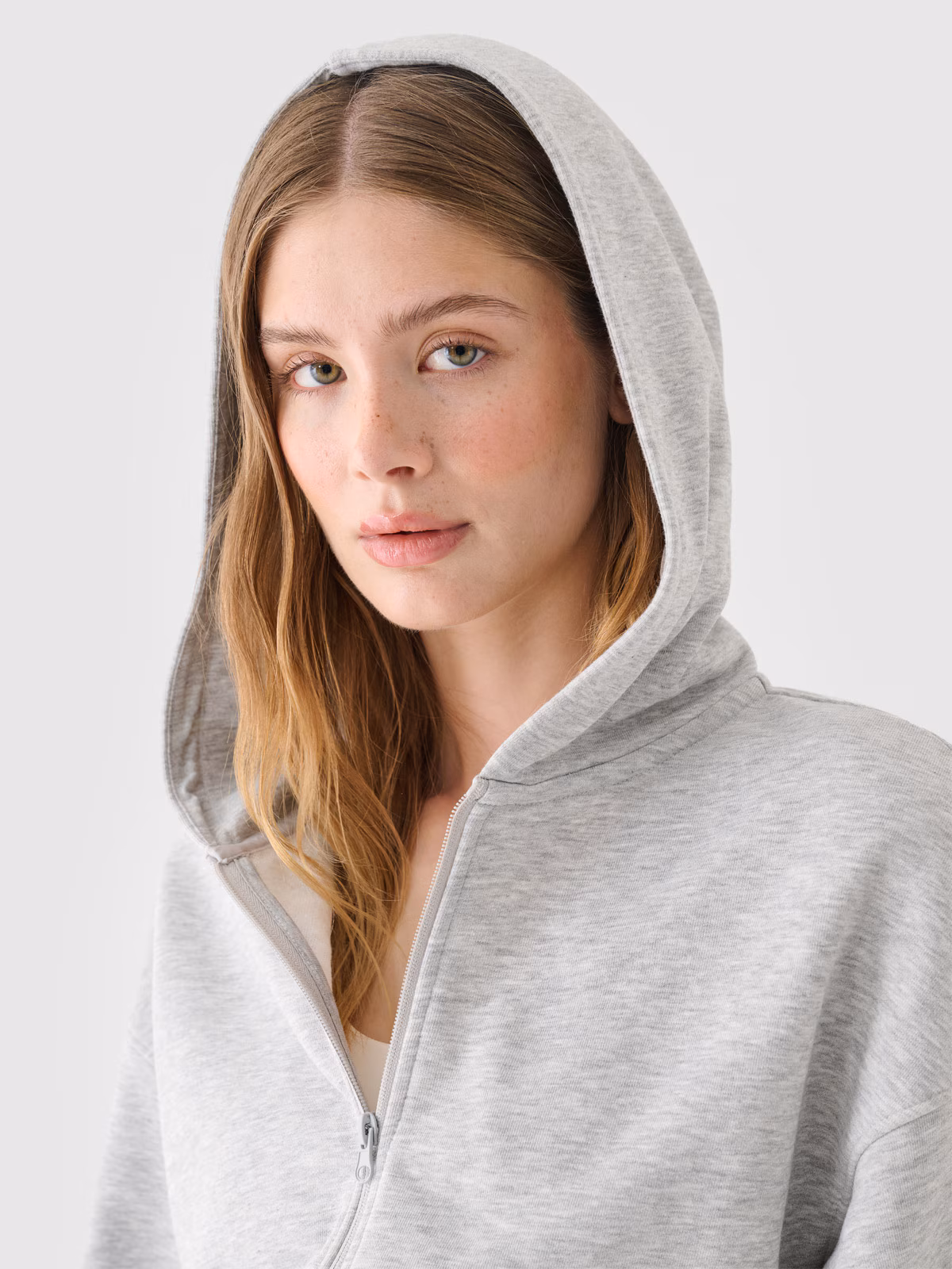 Bluza dresowa rozpinana z kapturem damska - szara