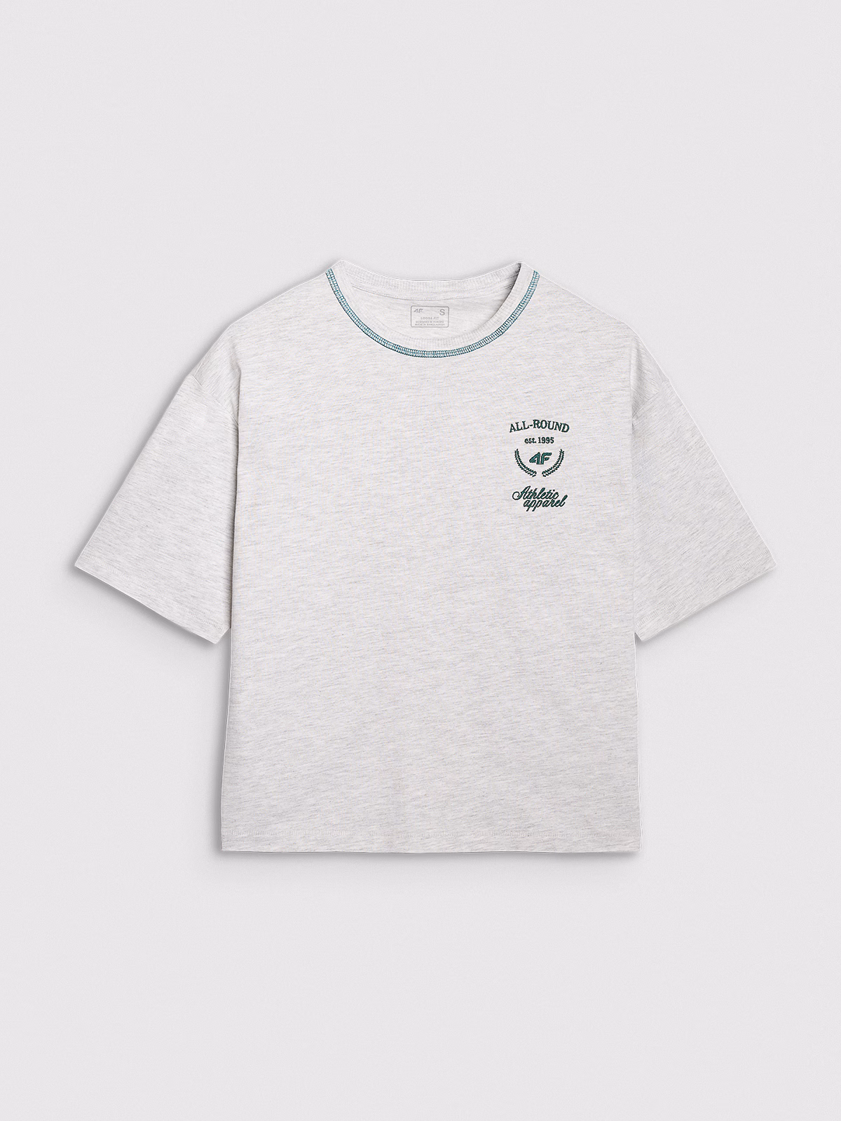 T-shirt oversize z nadrukiem damski - szary