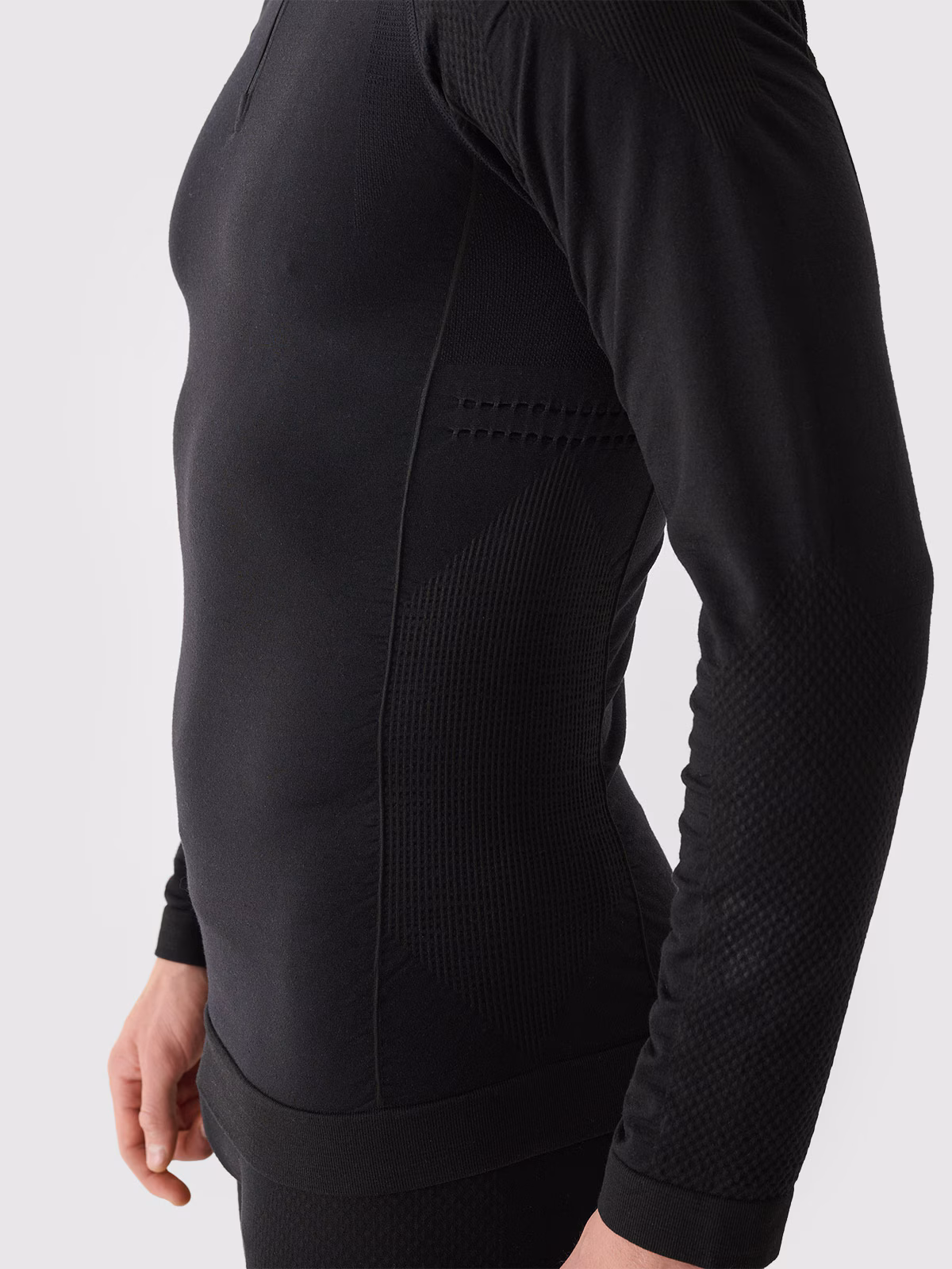 Bielizna termoaktywna bezszwowa z wełną Merino (góra) męska - czarna