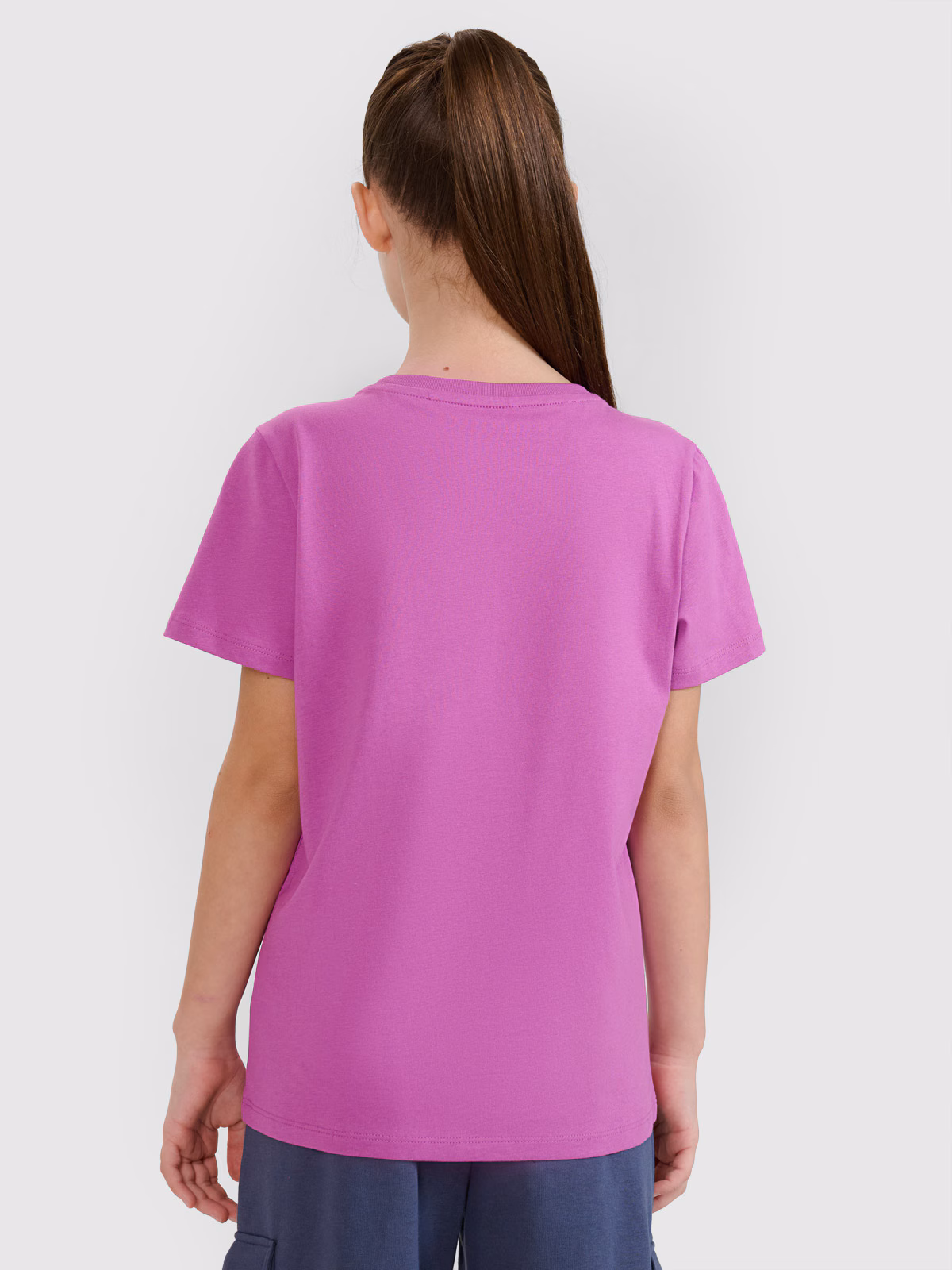 T-shirt regular gładki dziewczęcy - szary