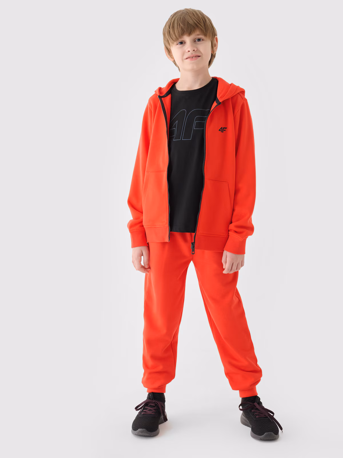 Spodnie dresowe joggery chłopięce - pomarańczowe