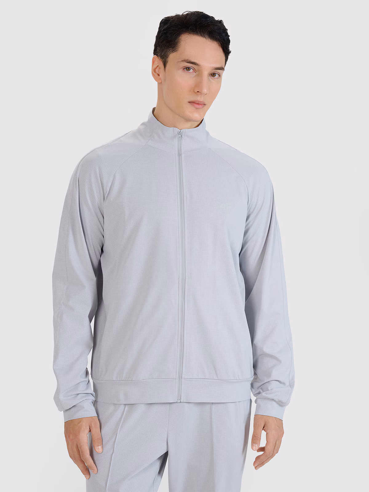 Bluza treningowa rozpinana bez kaptura męska - czarna