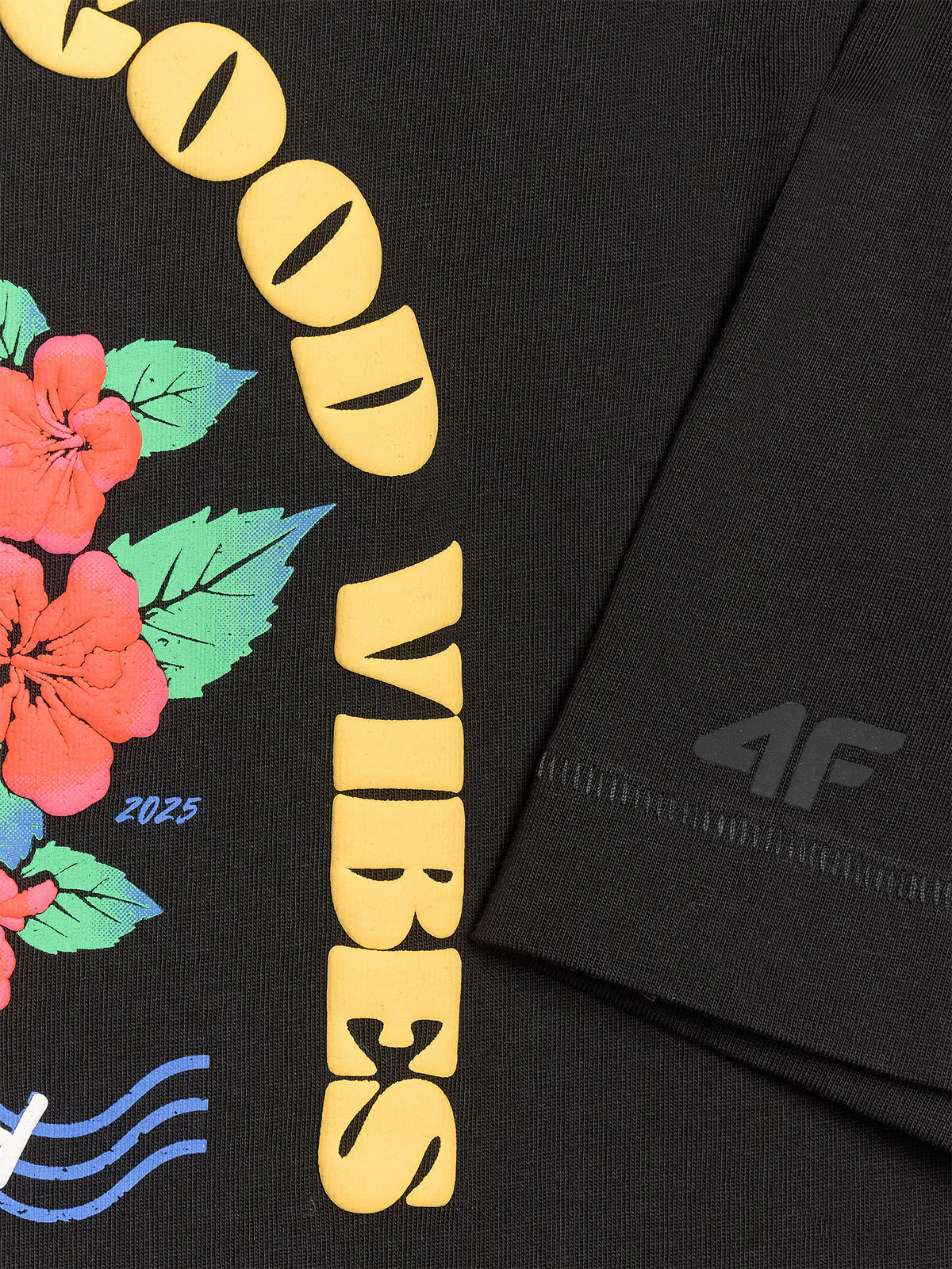 T-shirt oversize z nadrukiem damski - czarny