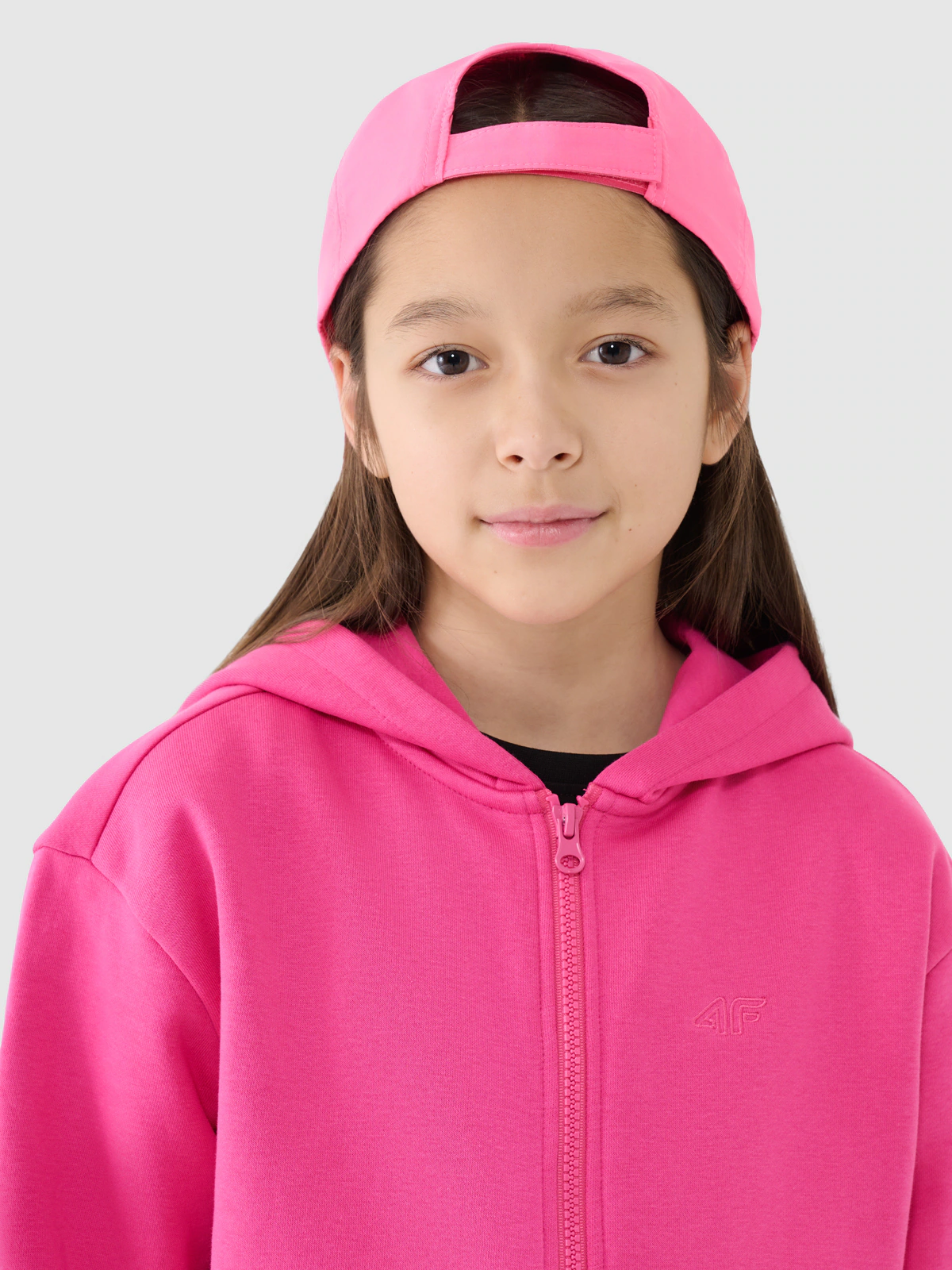 Bluza dresowa rozpinana z kapturem dziewczęca - fioletowa