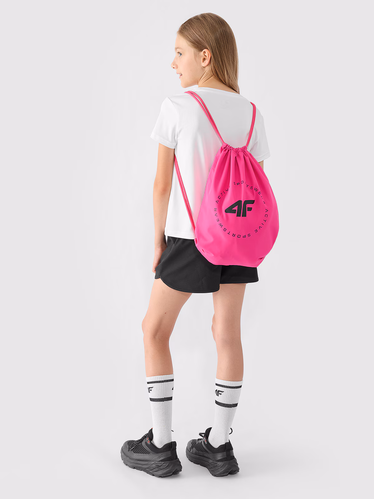 Komplet sportowy szybkoschnący na WF (koszulka+spodenki+worek) dziewczęcy - multikolor