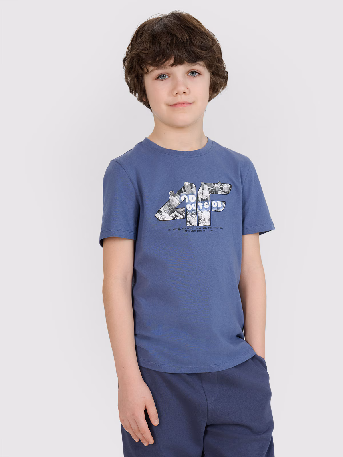 T-shirt z nadrukiem chłopięcy - niebieski