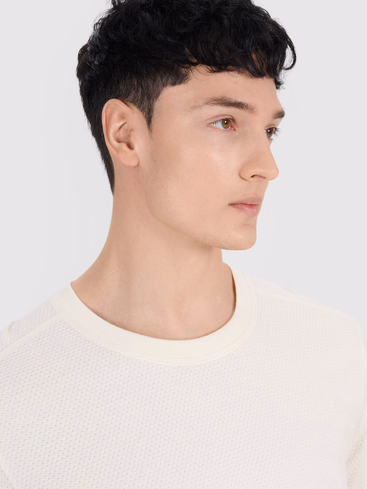 Longsleeve oversize gładki męski - biały