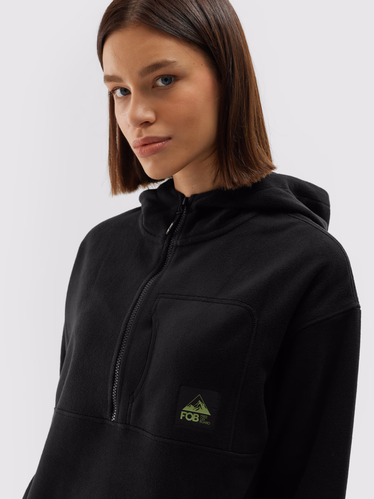 Polar z kapturem regular damski - zielony