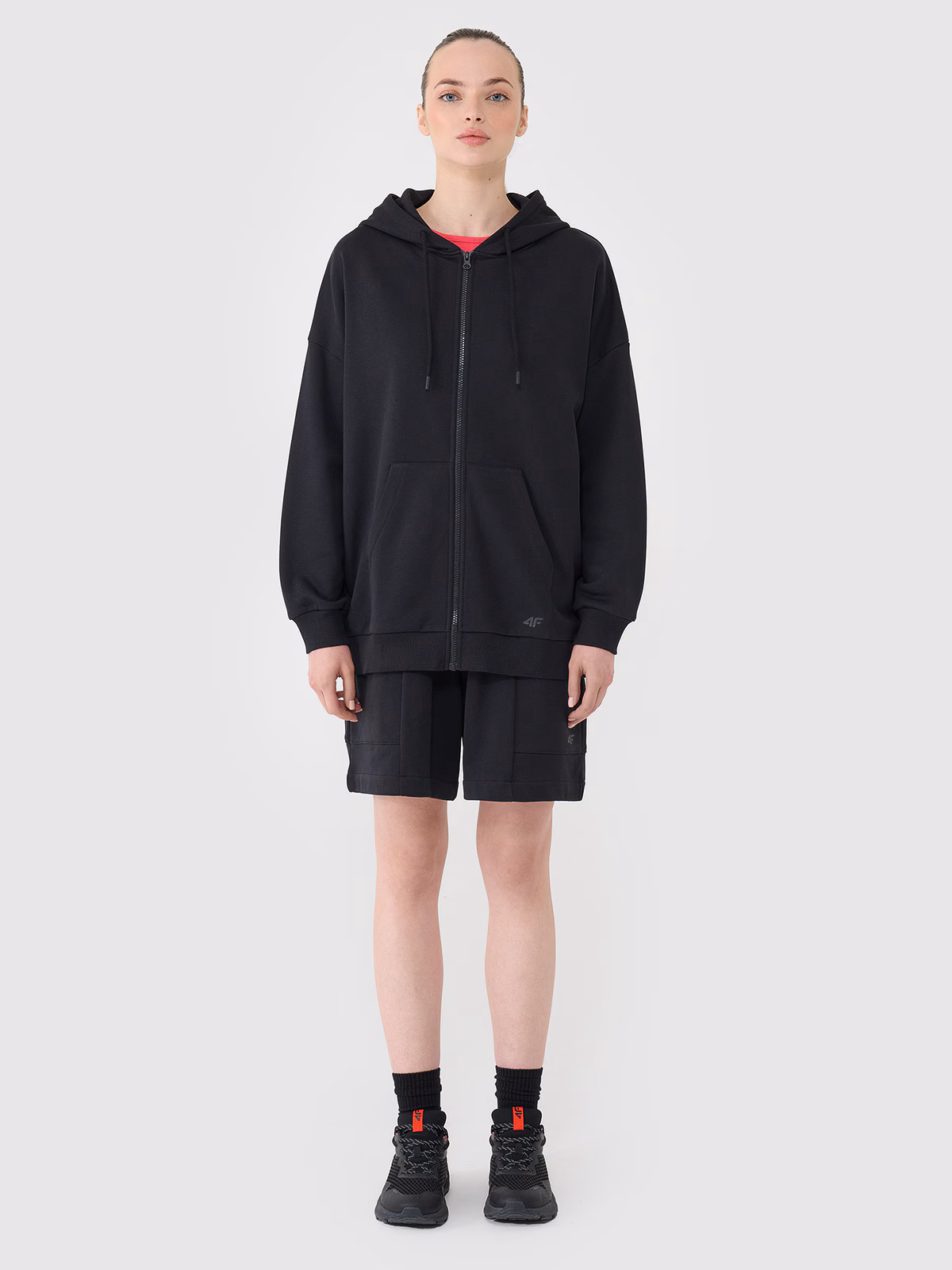 Bluza dresowa rozpinana z kapturem damska - czarna