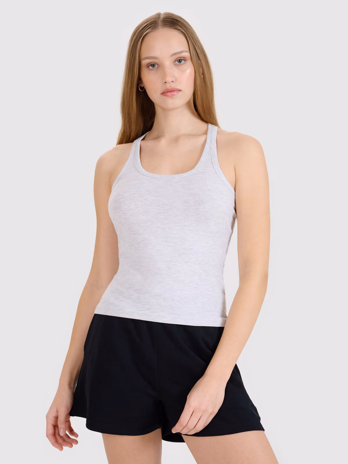 Top slim gładki damski - czarny