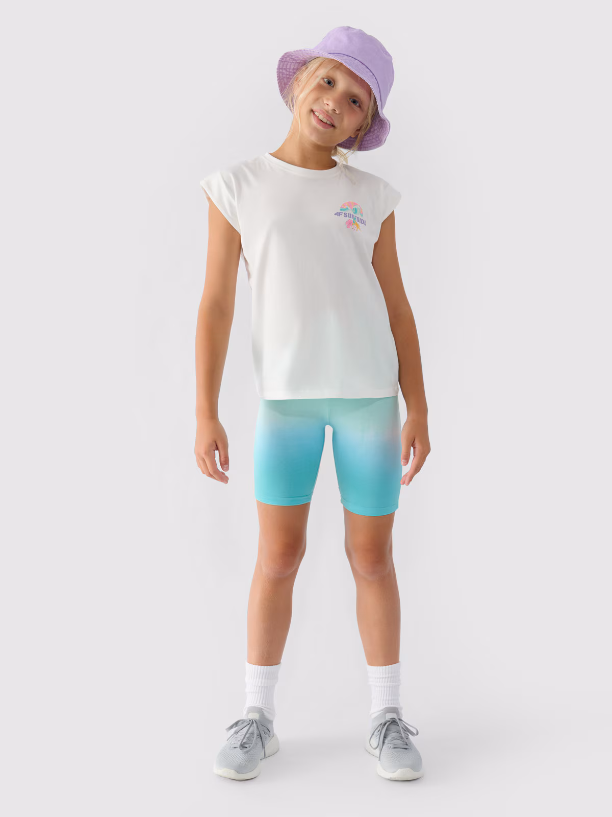 Top z nadrukiem dziewczęcy - turkusowy