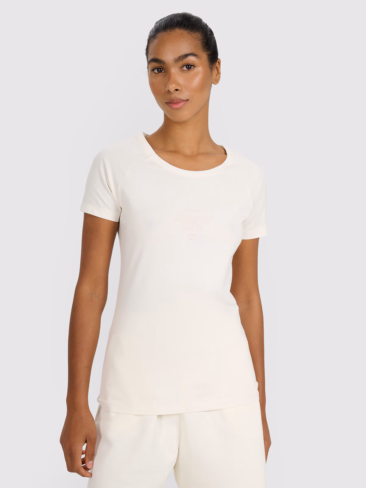 T-shirt slim z nadrukiem damski - szary