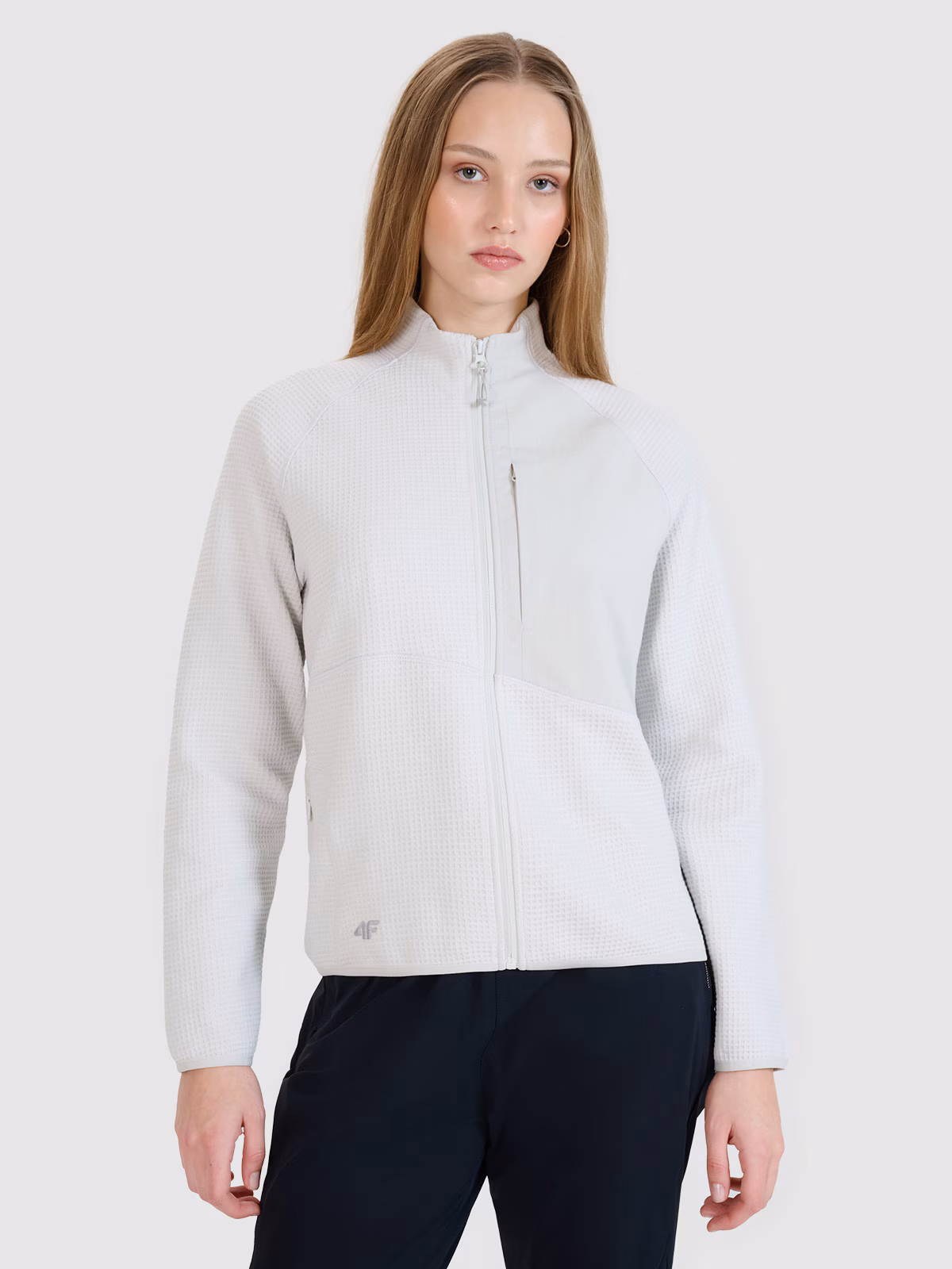 Bluza dresowa rozpinana bez kaptura damska - szara