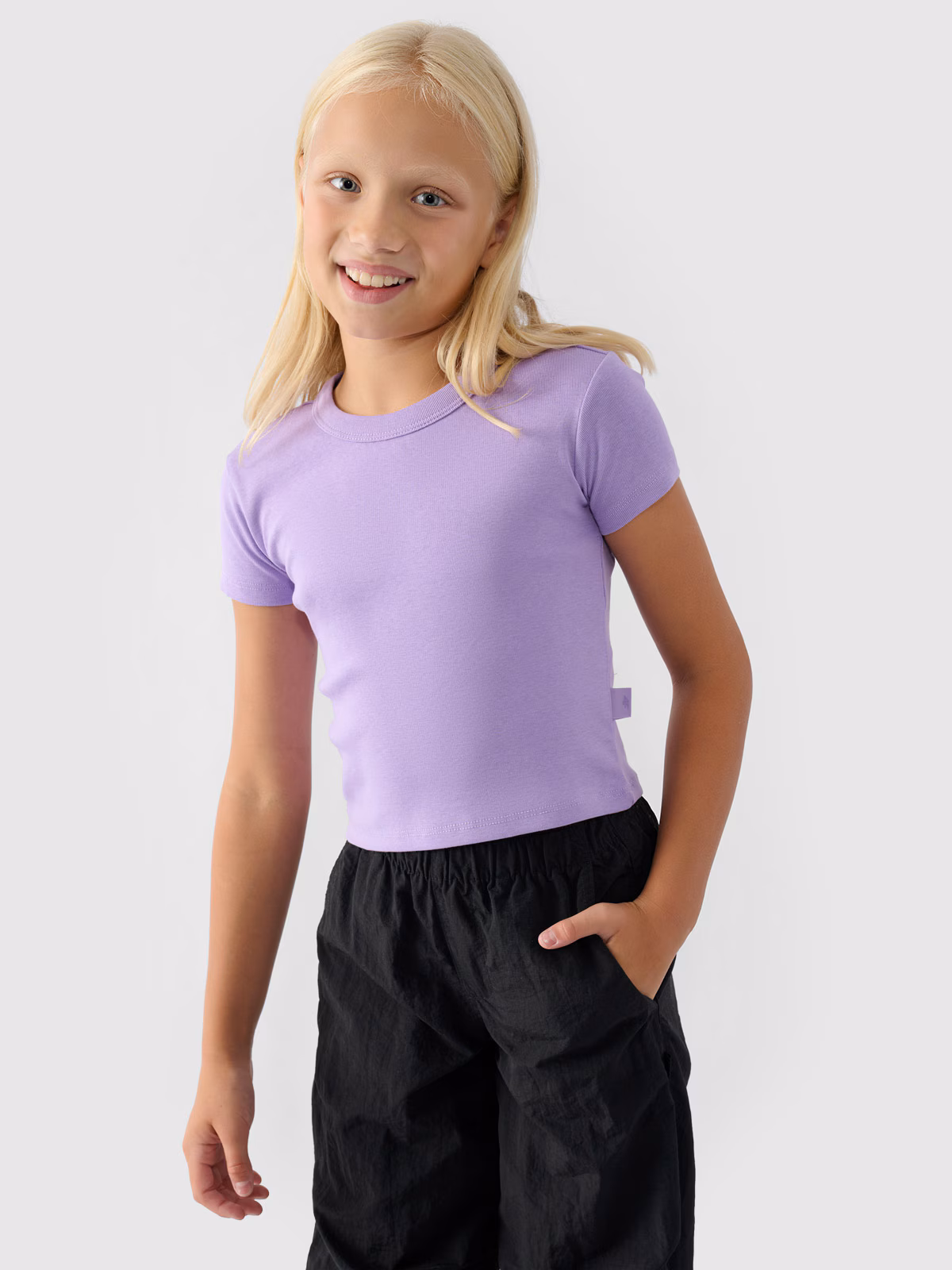 T-shirt gładki dziewczęcy - fioletowy