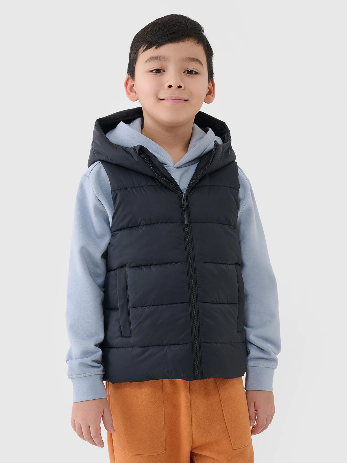 Bezrękawnik puchowy z wypełnieniem syntetycznym chłopięcy - pomarańczowy