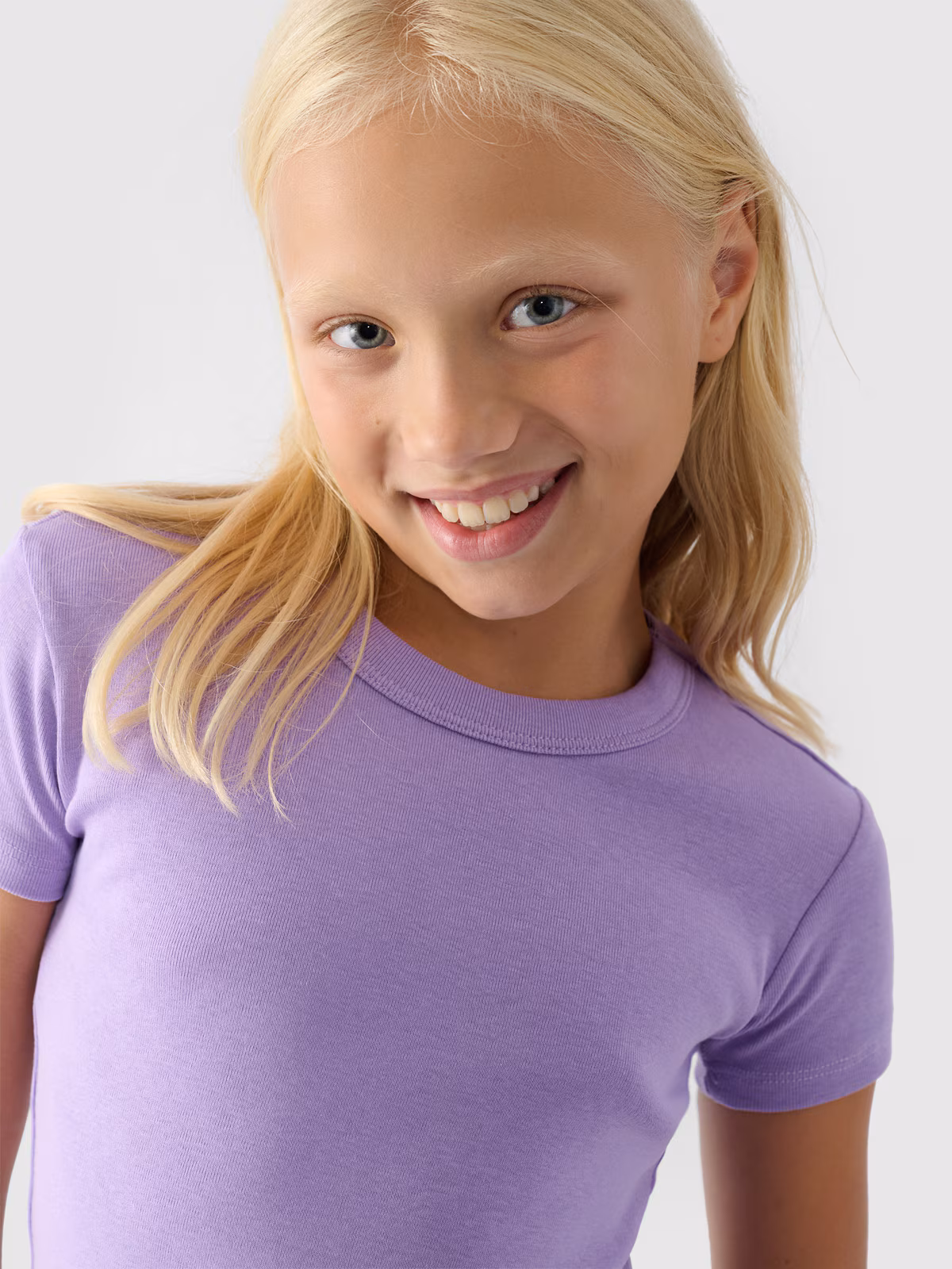 T-shirt gładki dziewczęcy - fioletowy