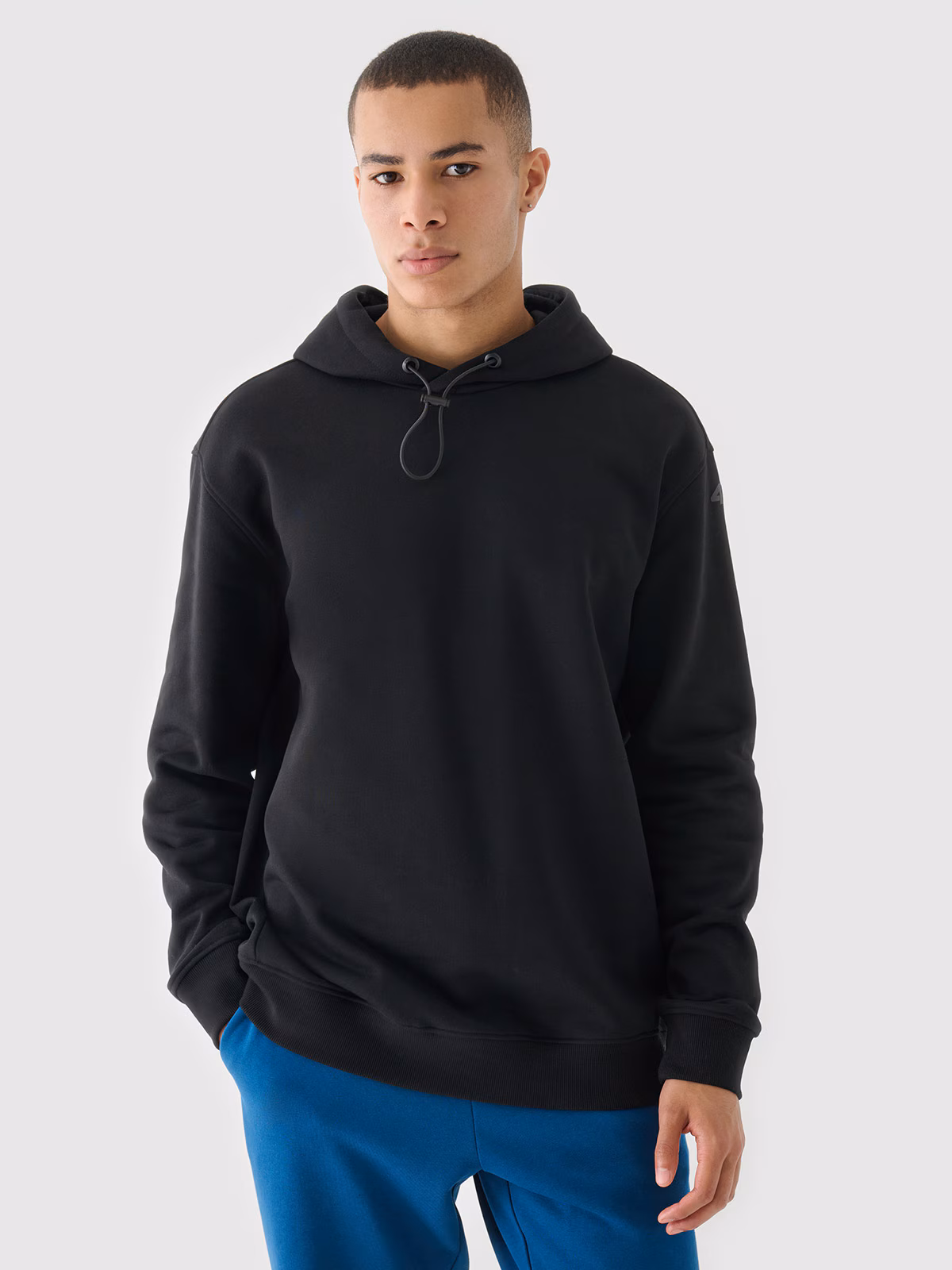 Bluza dresowa nierozpinana z kapturem męska - czarna