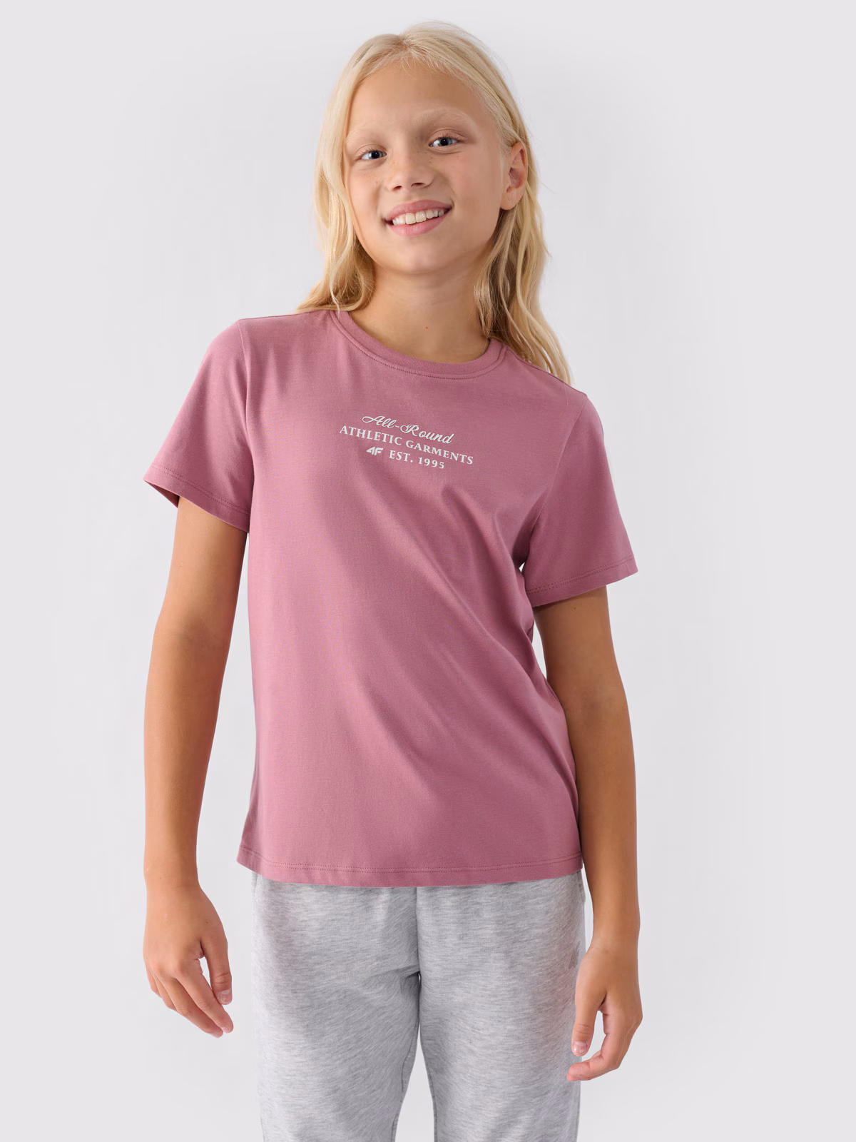 T-shirt z nadrukiem dziewczęcy - różowy