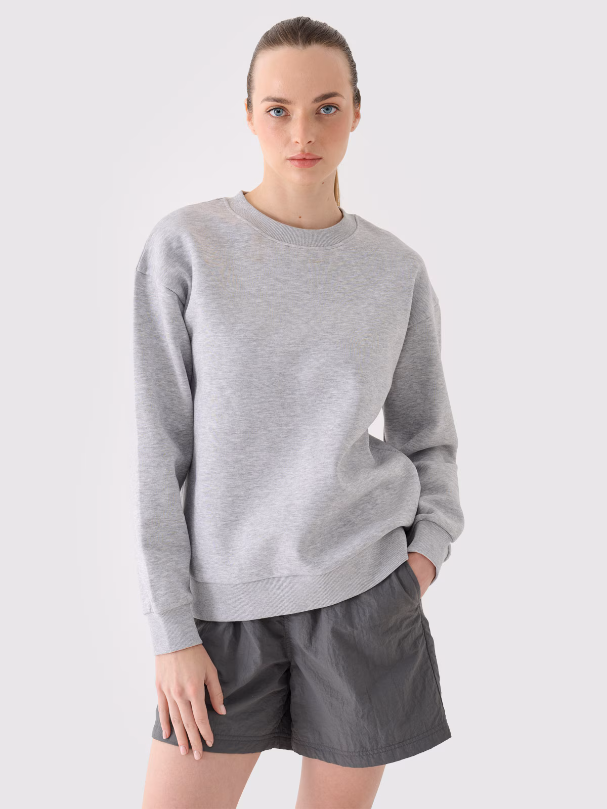 Bluza dresowa nierozpinana bez kaptura damska - szara