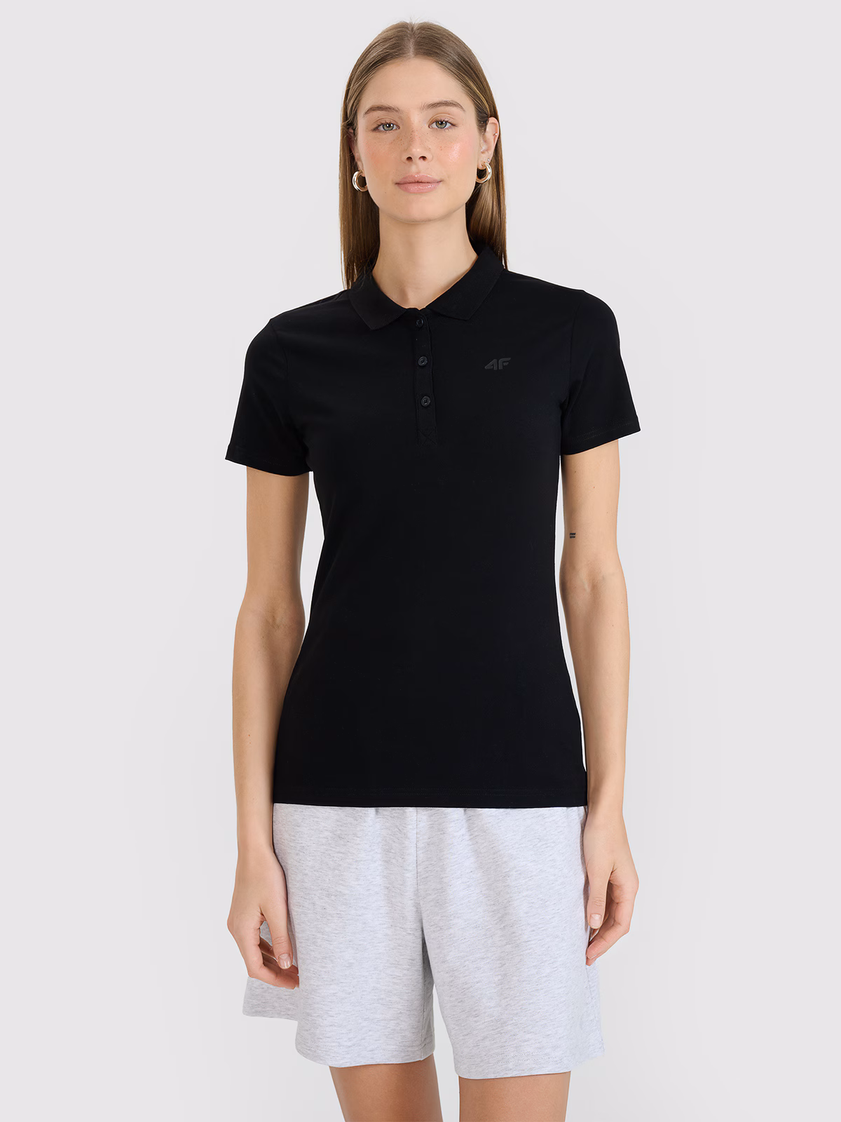 Koszulka polo slim damska - czarna