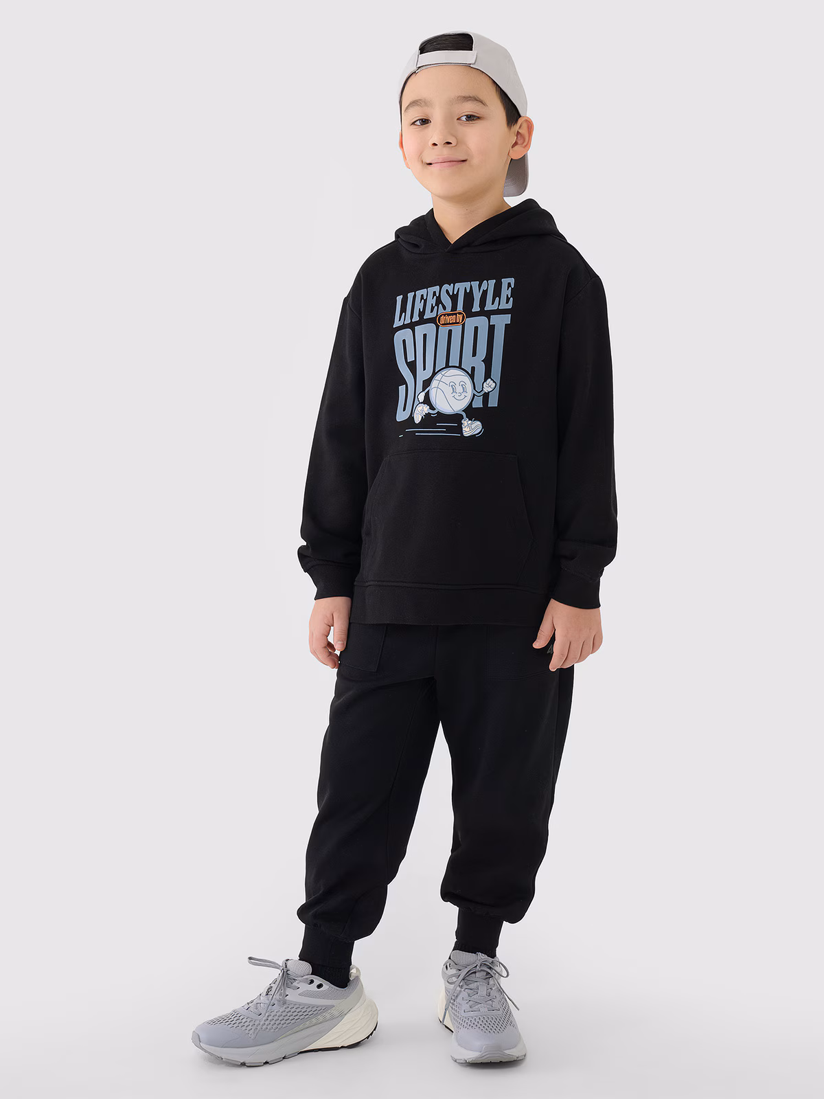 Bluza dresowa nierozpinana z kapturem chłopięca -  pomarańczowa