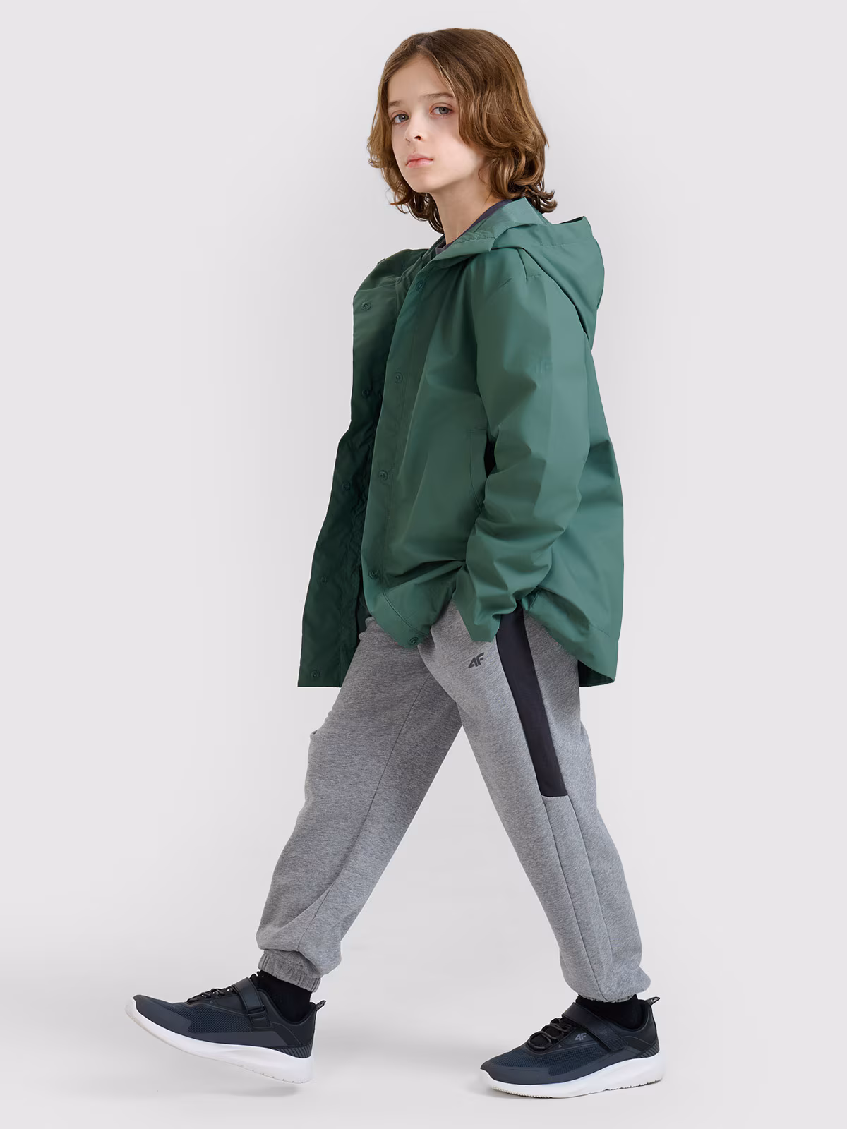 Kurtka przejściowa przeciwdeszczowa z gumową powłoką dziecięca - zielona