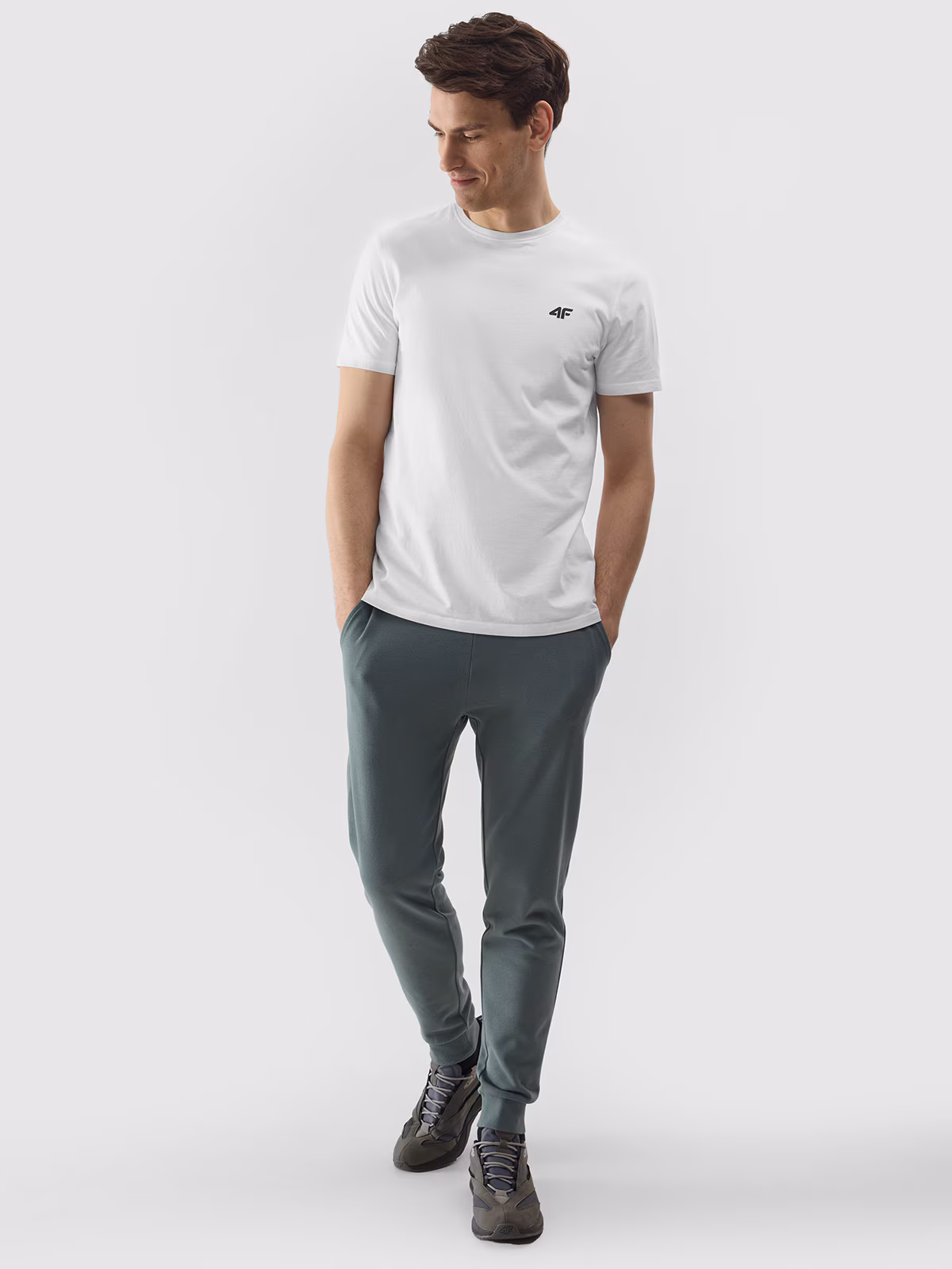 T-shirt regular gładki męski - szary