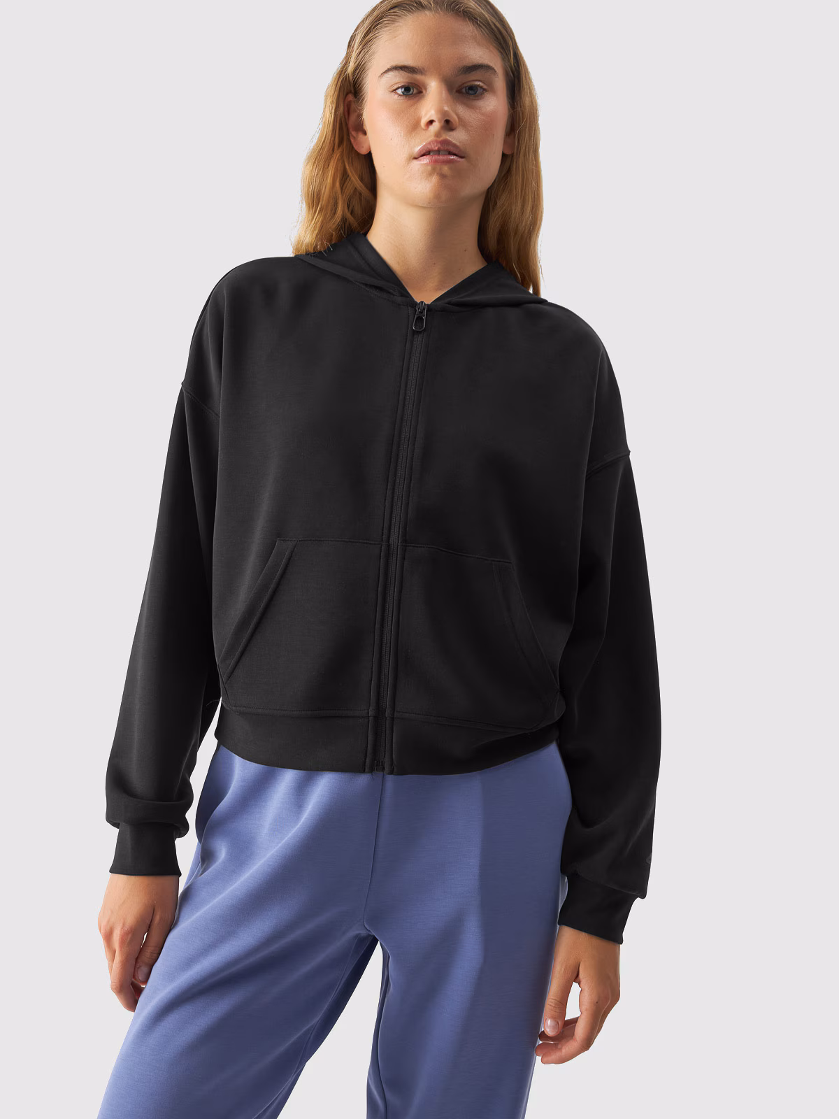 Bluza dresowa rozpinana z modalem damska - fioletowa