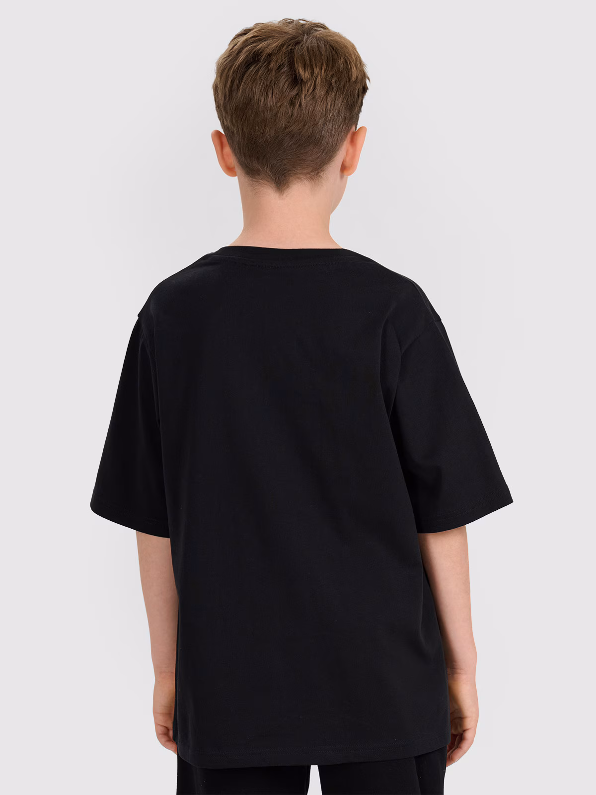 T-shirt oversize z nadrukiem dziecięcy - czarny