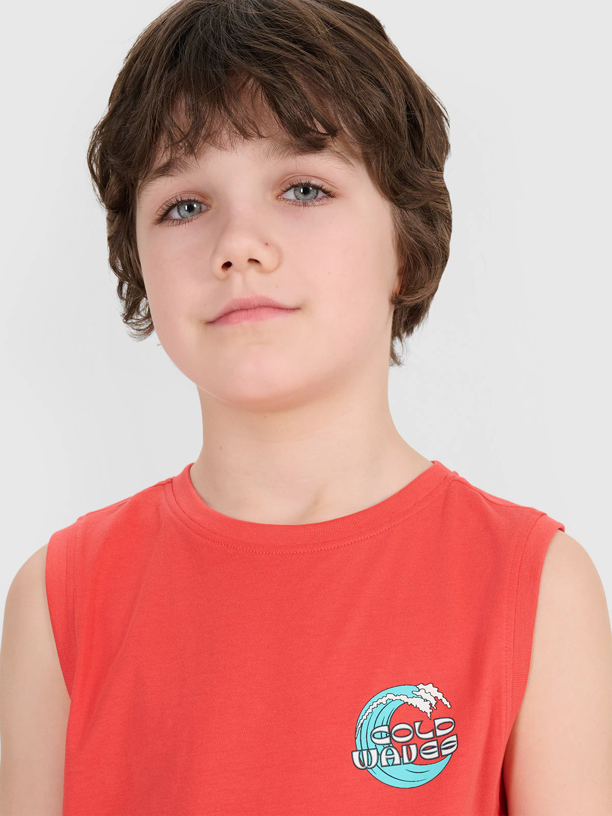 Tank top regular z nadrukiem chłopięcy - turkusowy