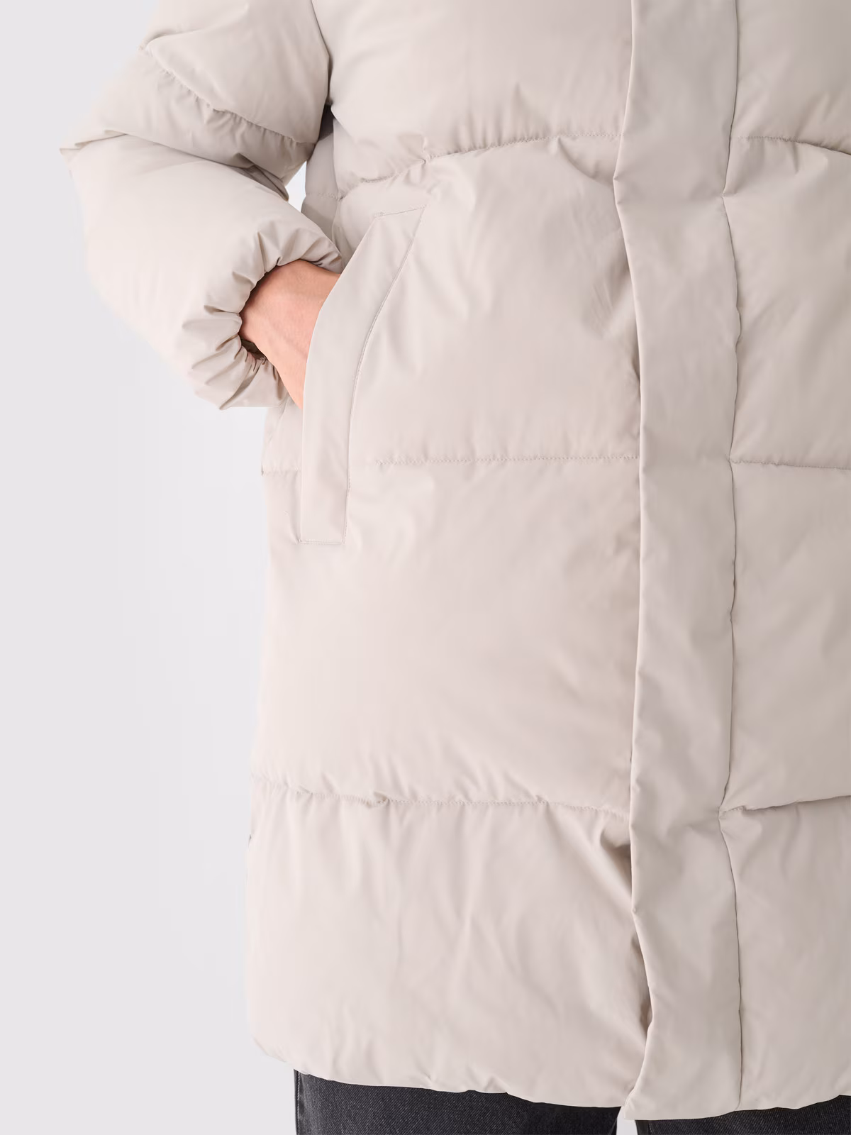 Płaszcz pikowany puchowy z wypełnieniem syntetycznym męski Outhorn - beżowy