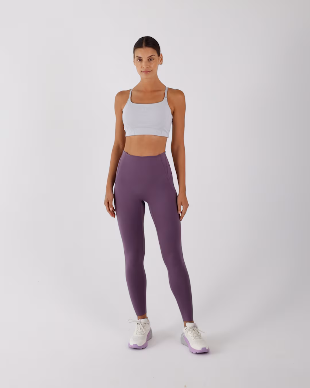 Legginsy do jogi z wysokim stanem damskie - fioletowe