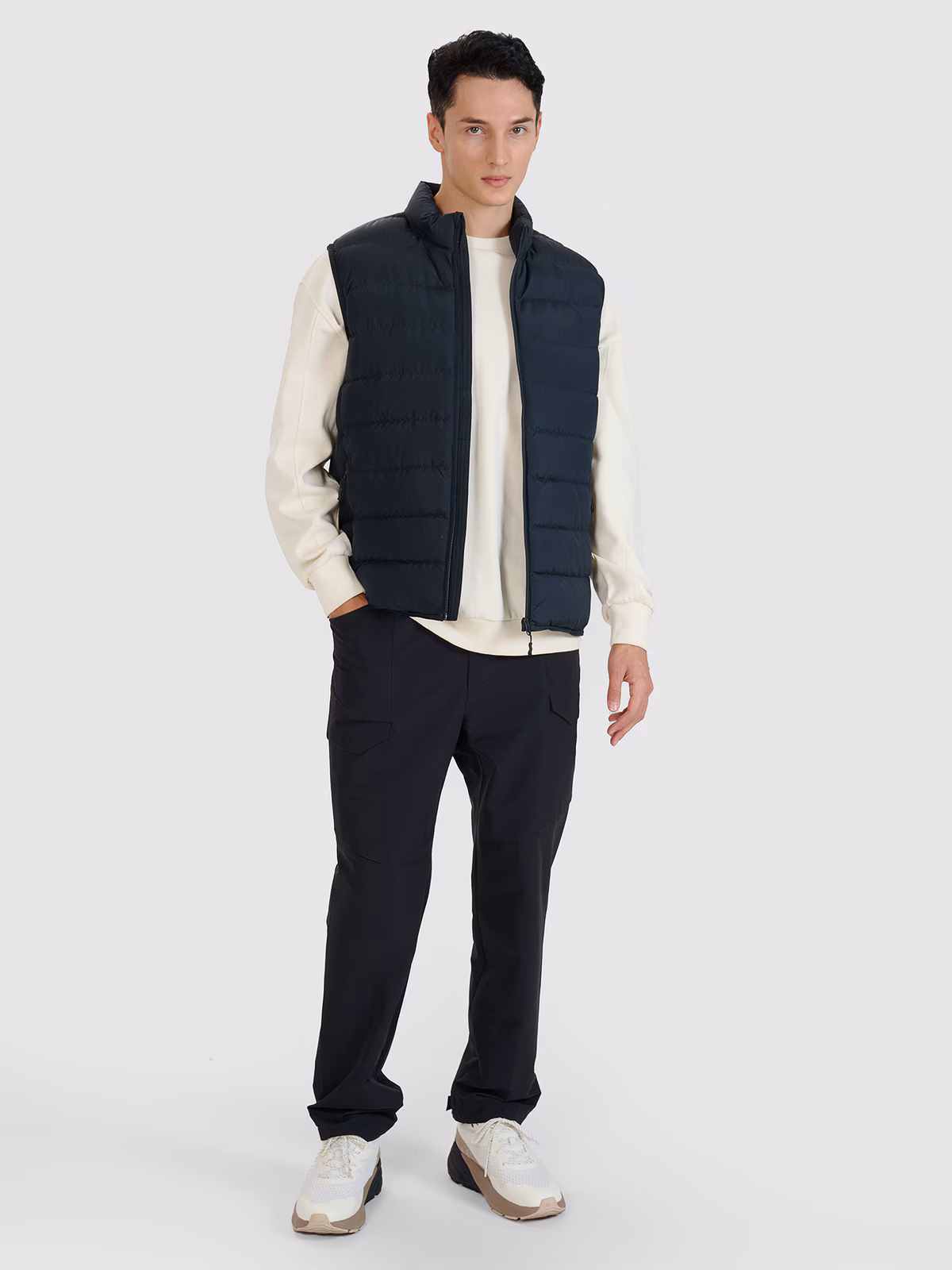 Bezrękawnik puchowy z wypełnieniem naturalnym męski - czarny