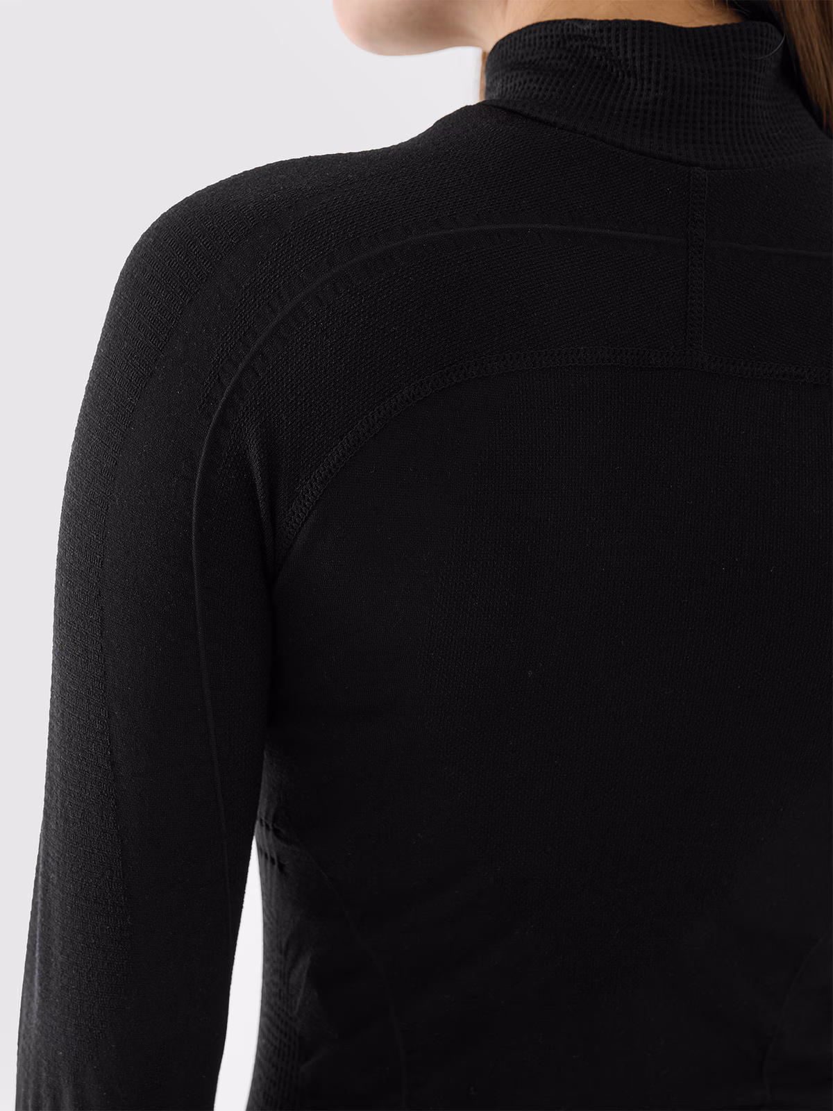 Bielizna termoaktywna bezszwowa z wełną Merino (góra) damska - czarna