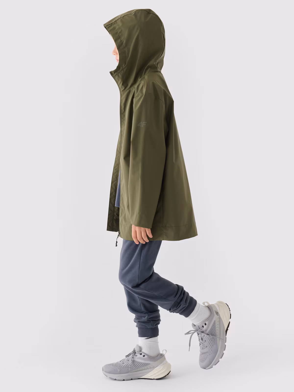 Kurtka przejściowa przeciwdeszczowa z gumową powłoką dziecięca - khaki