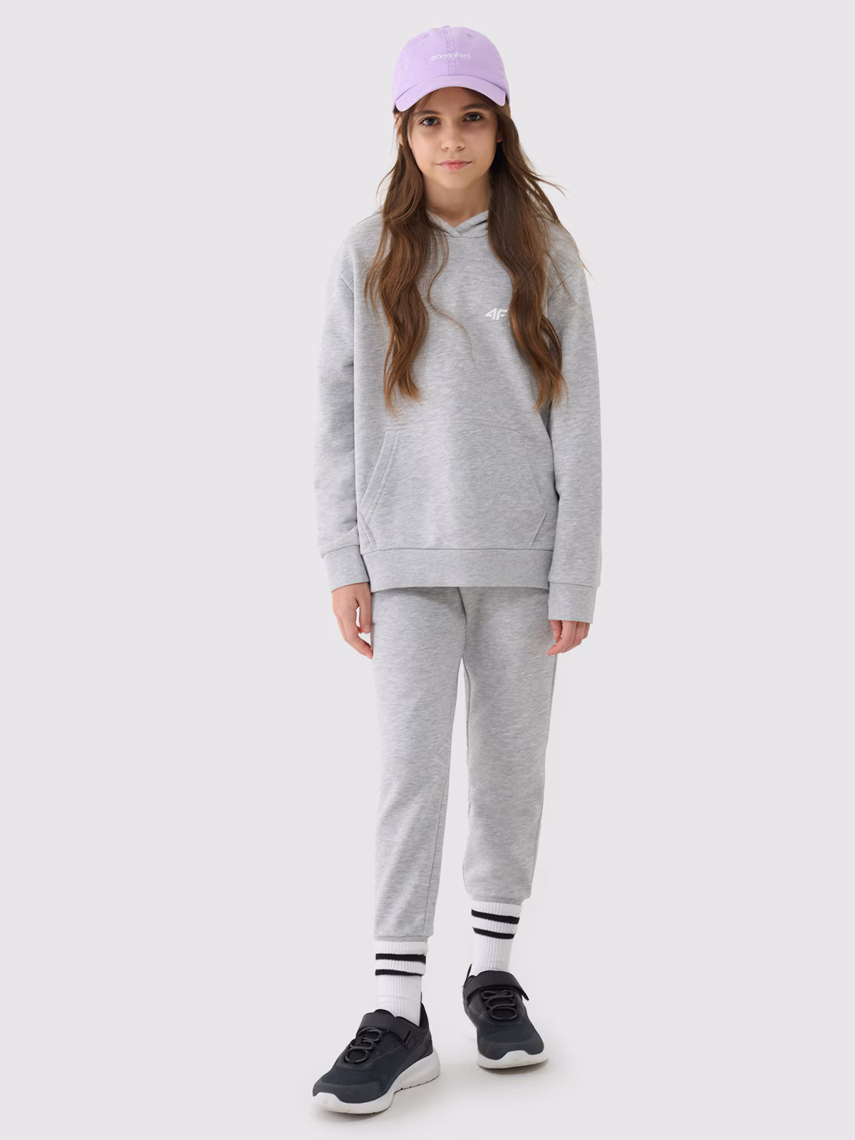 Bluza dresowa nierozpinana z kapturem dziewczęca - różowa