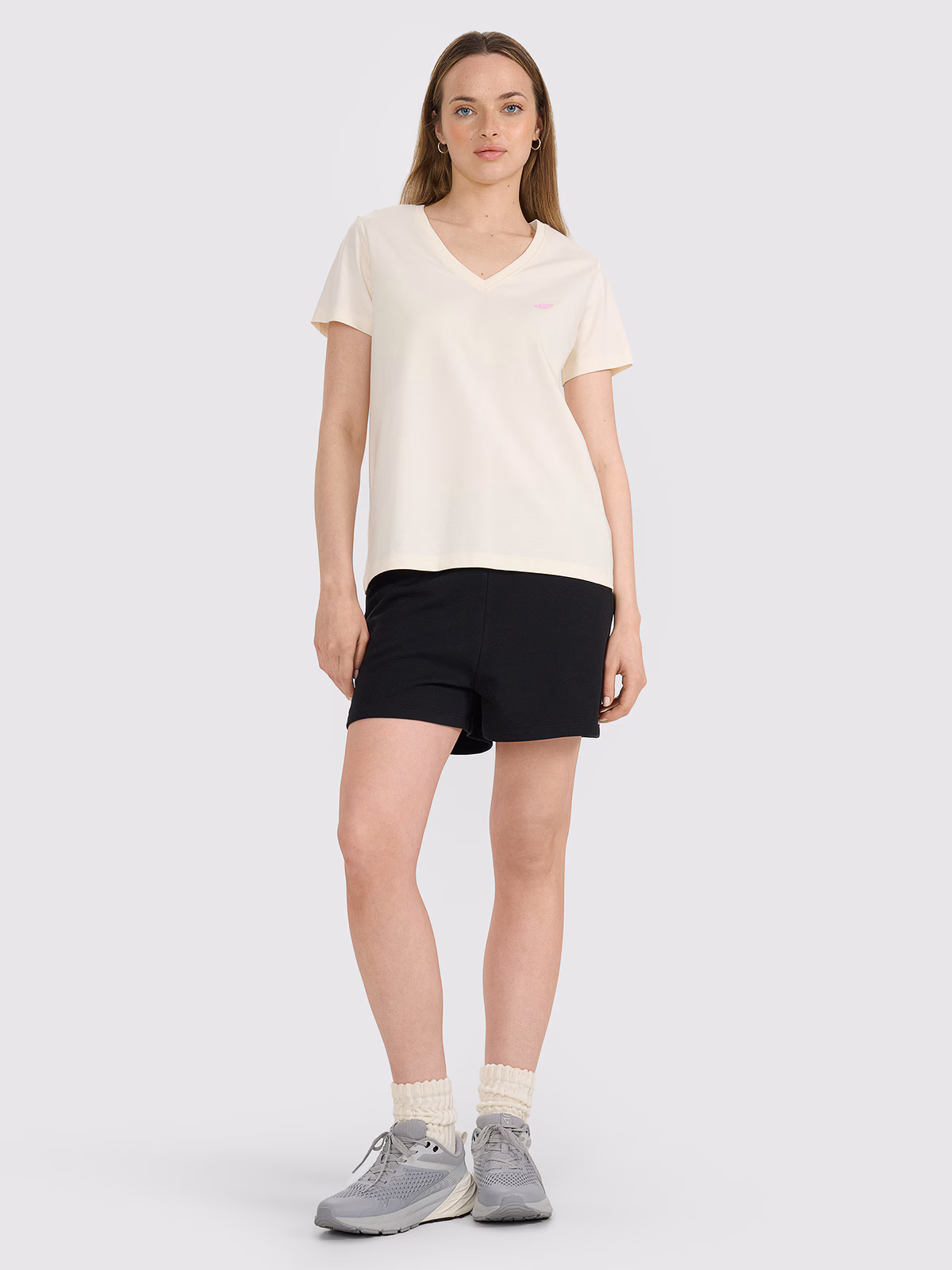 T-shirt regular z nadrukiem damski - szary