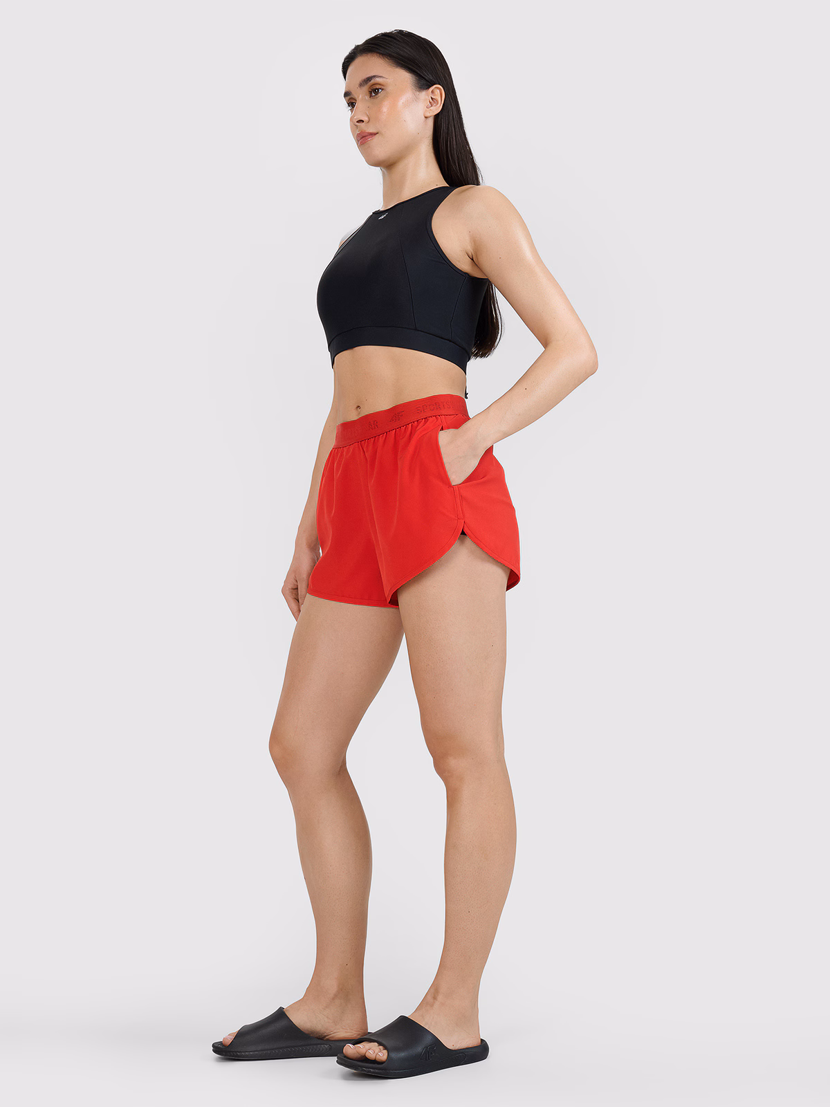 Spodenki plażowe damskie - czerwone