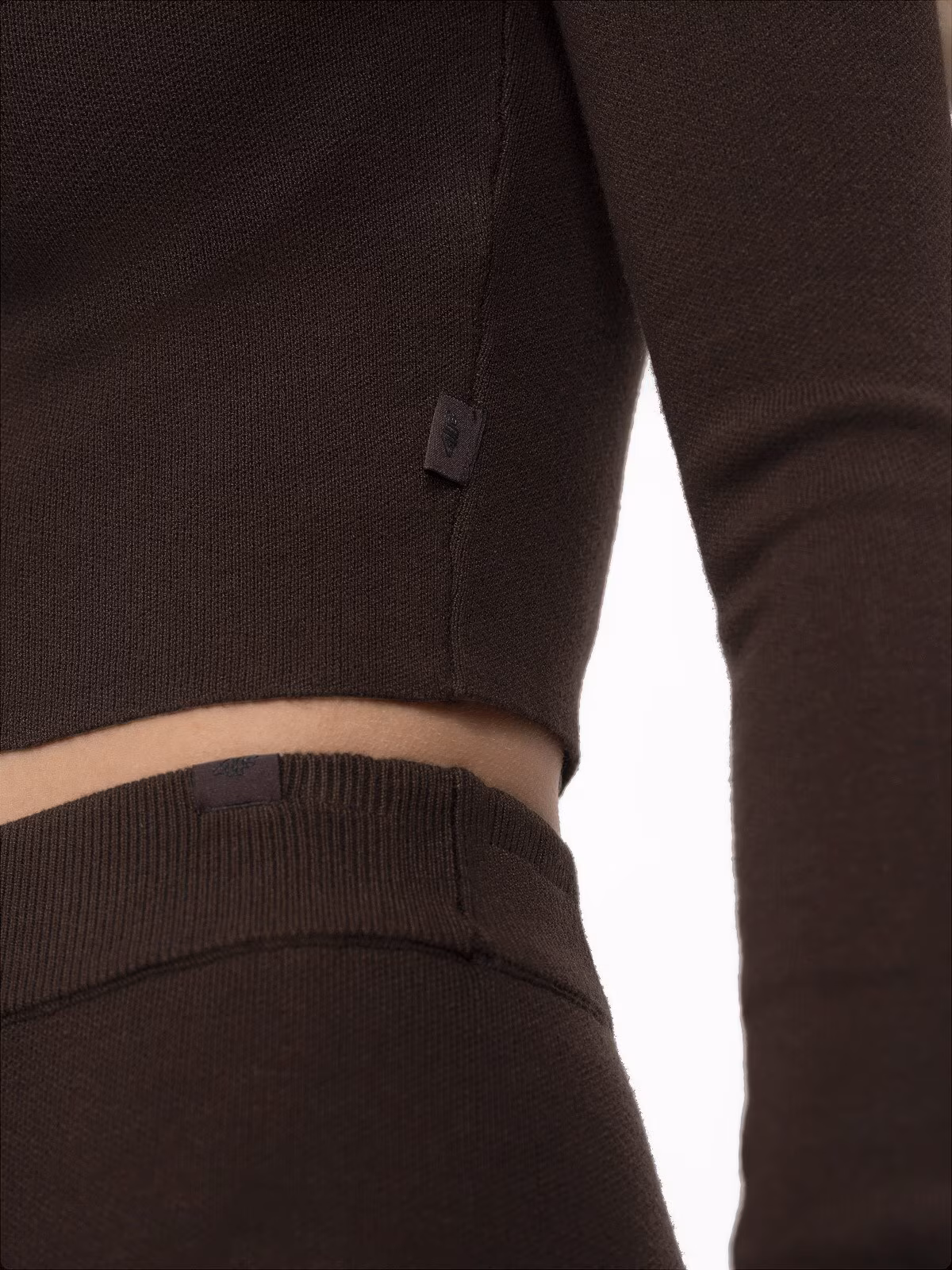 Longsleeve crop-top slim gładki damski