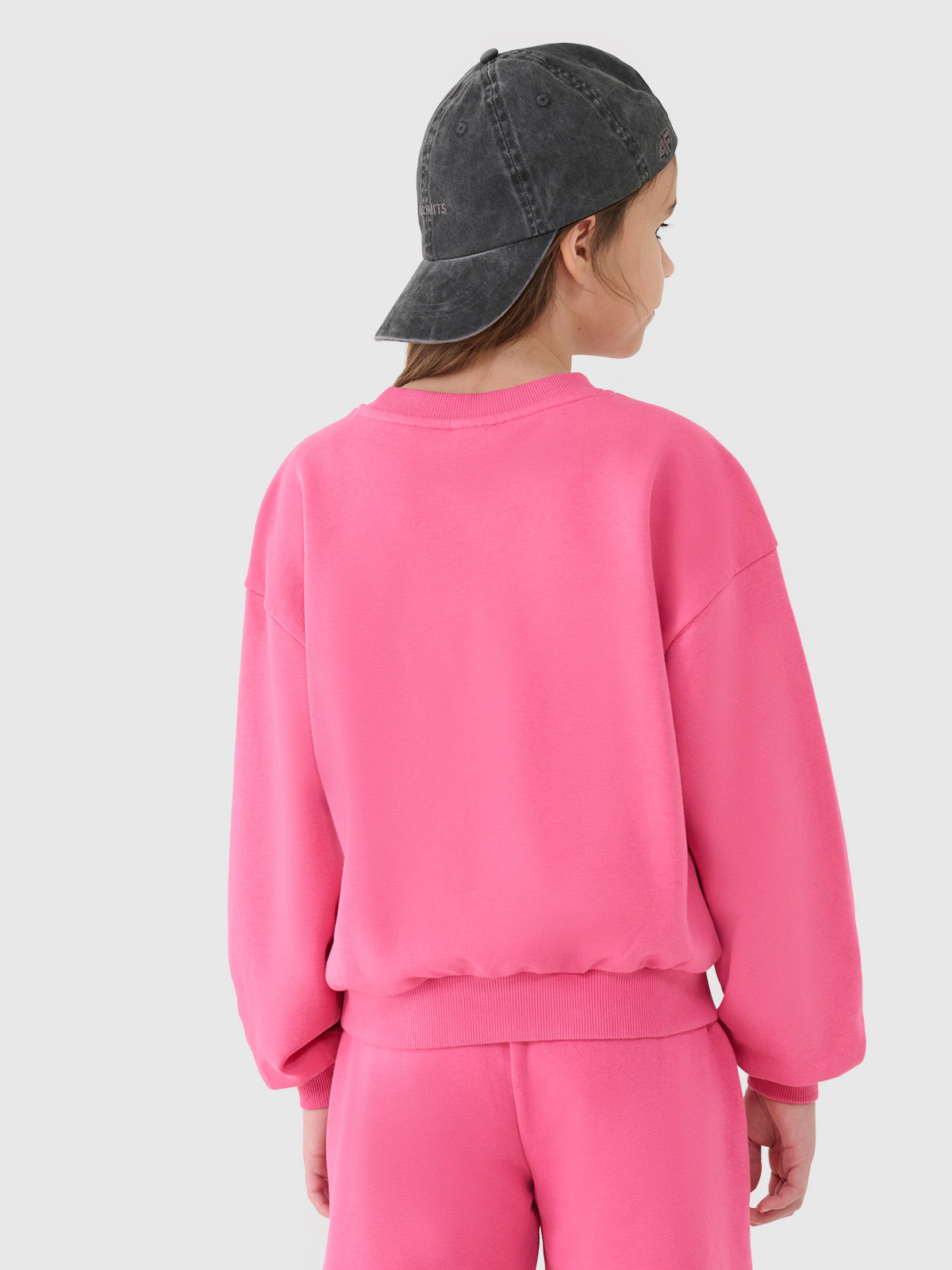 Bluza dresowa nierozpinana bez kaptura dziewczęca - beżowa