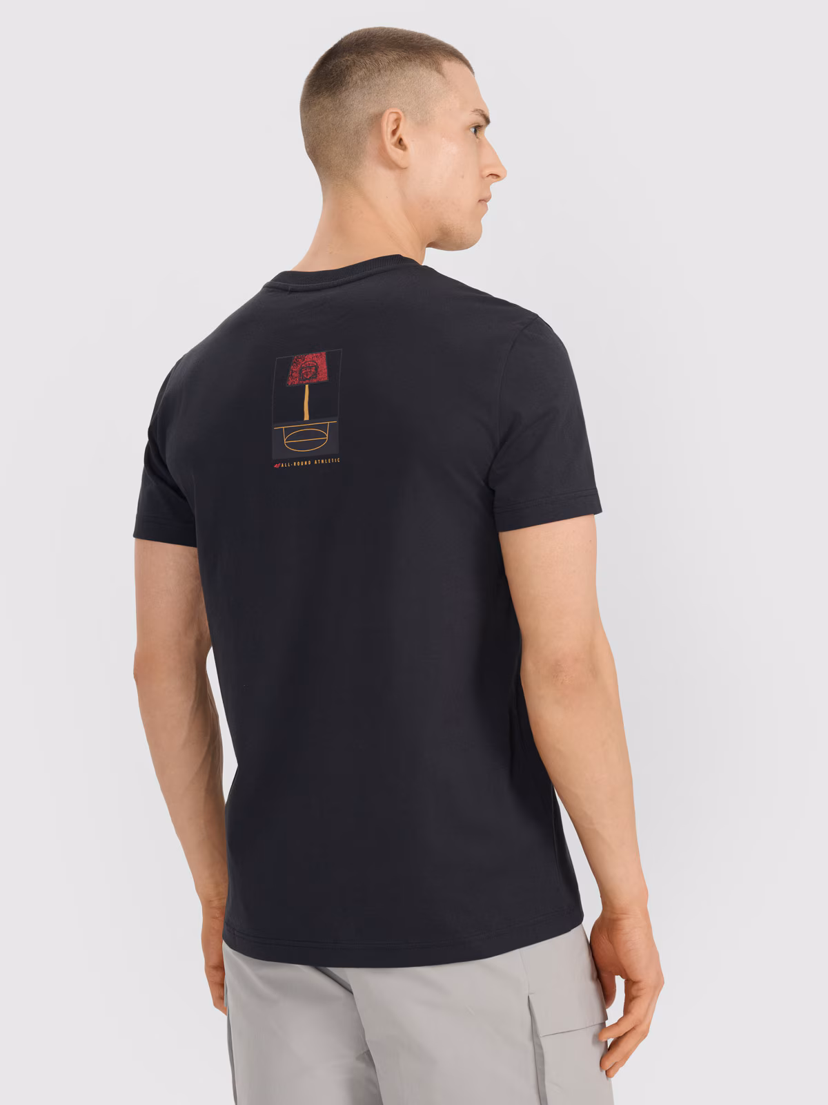 T-shirt oversize z nadrukiem męski - czarny