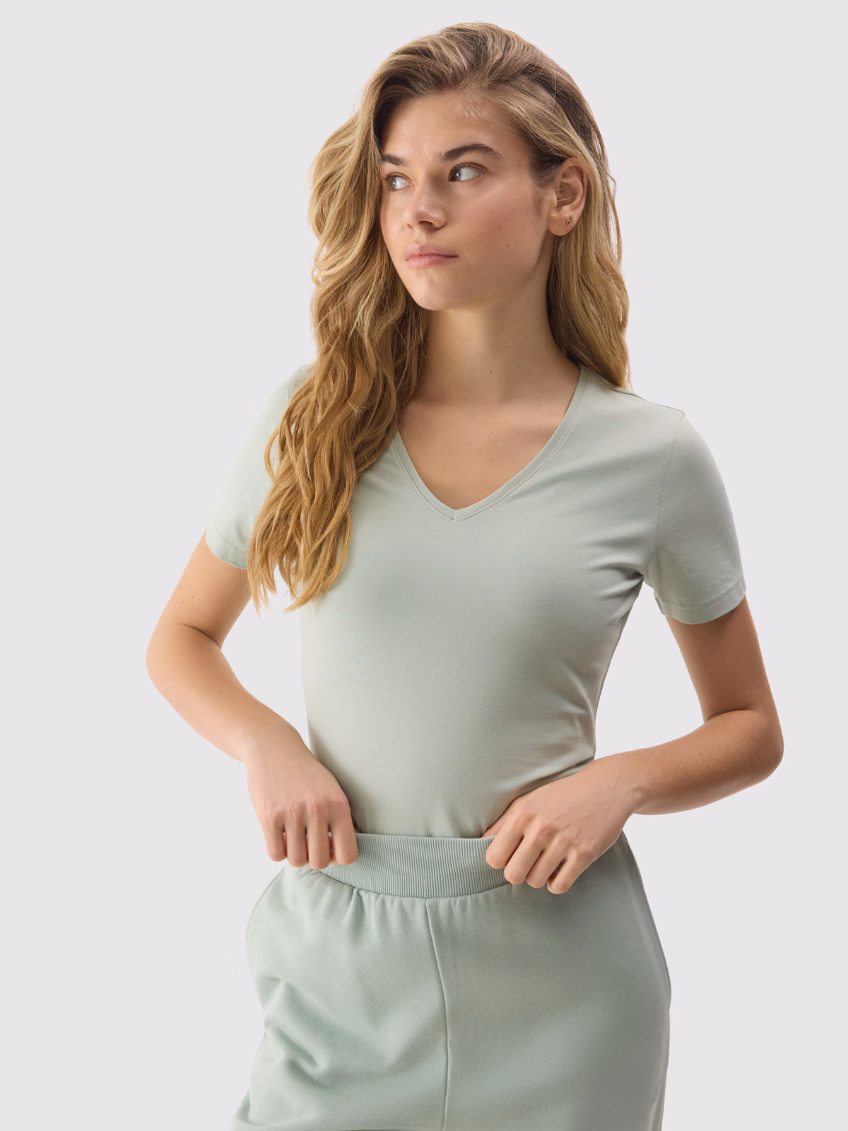 T-shirt gładki z bawełną organiczną damski - granatowy